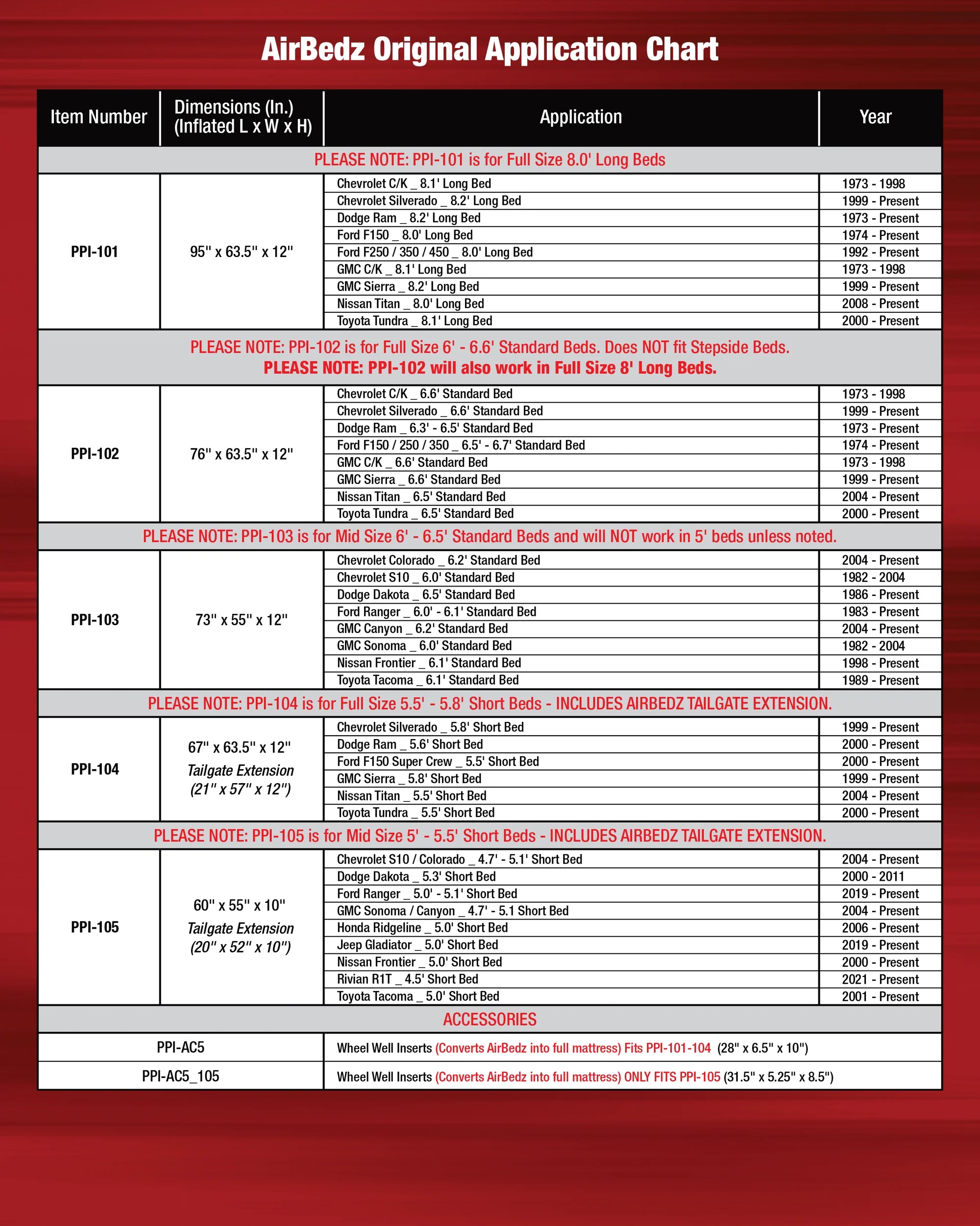 Airbedz by Pittman Outdoors PPI 101 Full Size 8.0' Long Bed Truck Air Mattress with Built-In Rechargeable Battery Air Pump