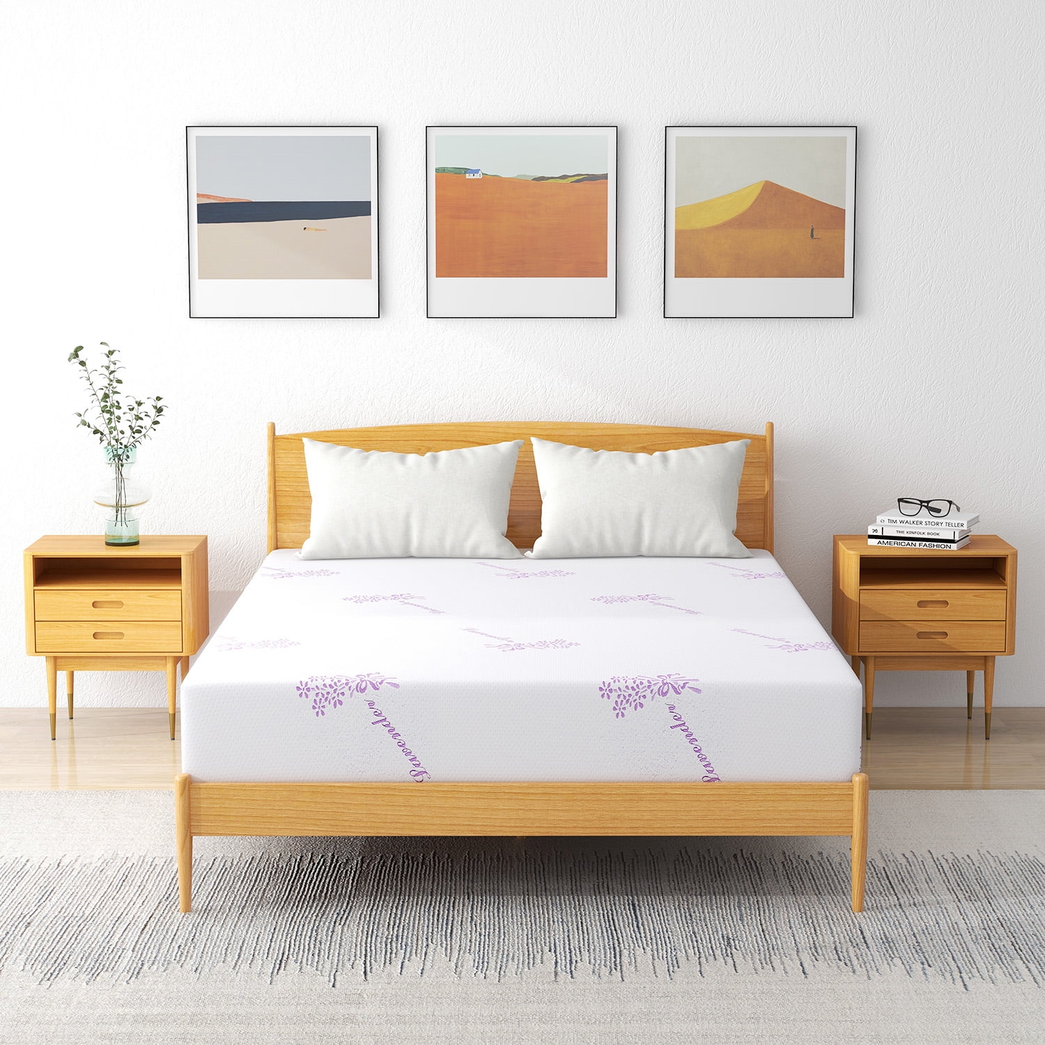 King Mattress, 10 inch Medium-Firmness Lavender Memory Foam Mattress, Fiberglass-Free, Made in USA