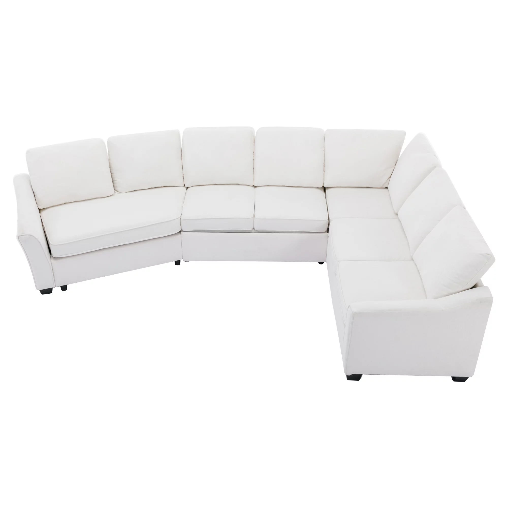 Euroco Sectional L Shaped Sofa with Pull-Out Bed, 129.5