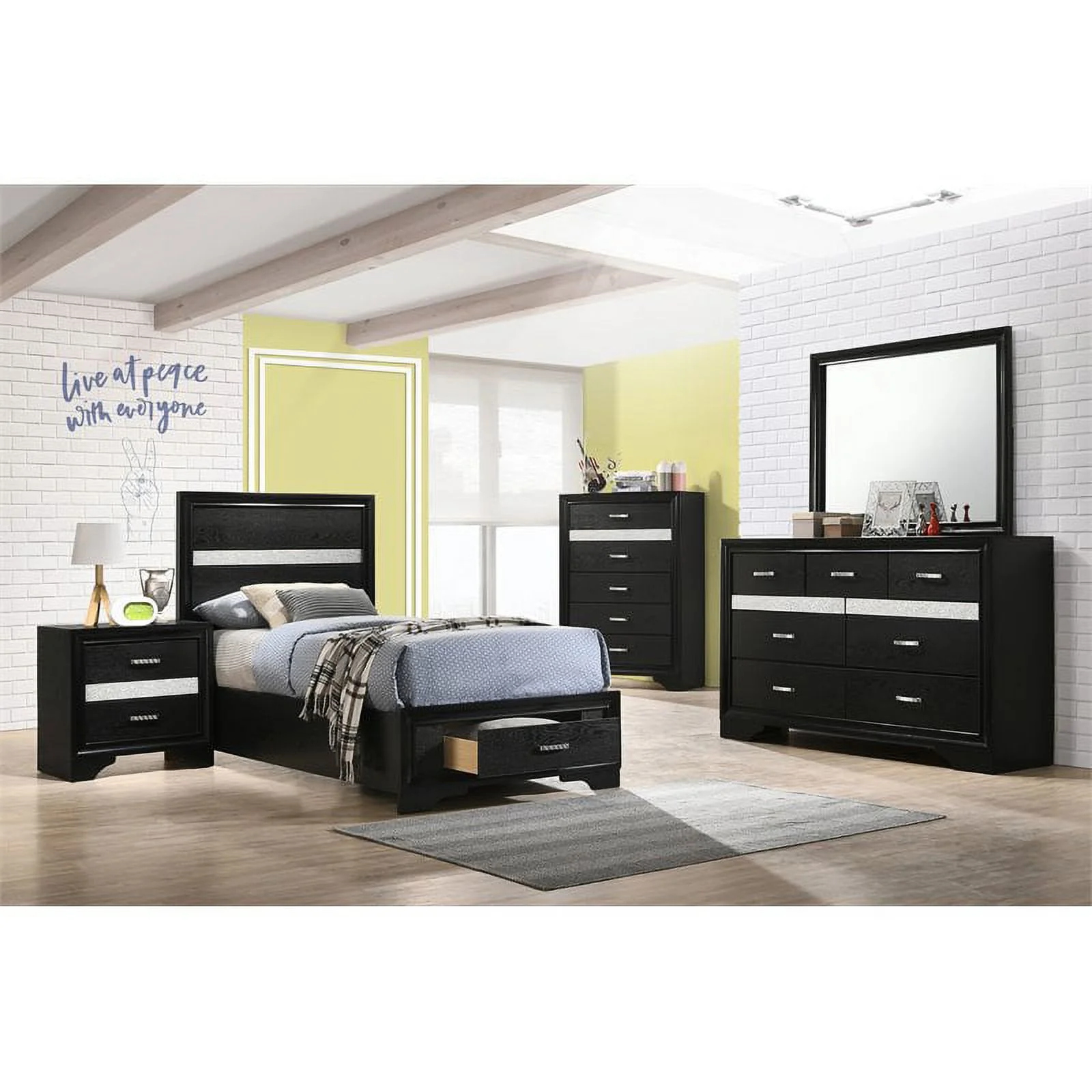 Coaster Miranda 4-piece Twin Platform Storage Wood Bedroom Set Black
