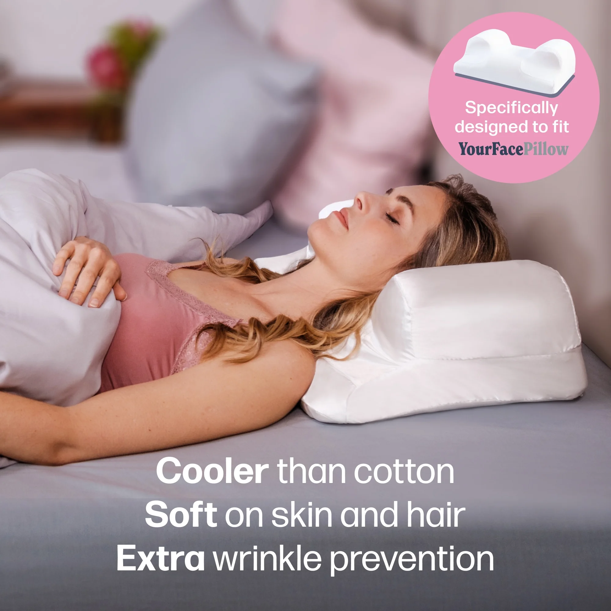 YourFacePillow Beauty Pillow - Anti Wrinkle & Anti Aging Back Sleeping Pillow - Wrinkle Prevention Pillow to Sleep on Back - Memory Foam Beauty Sleep Pillow to Keep Head Straight (Large)