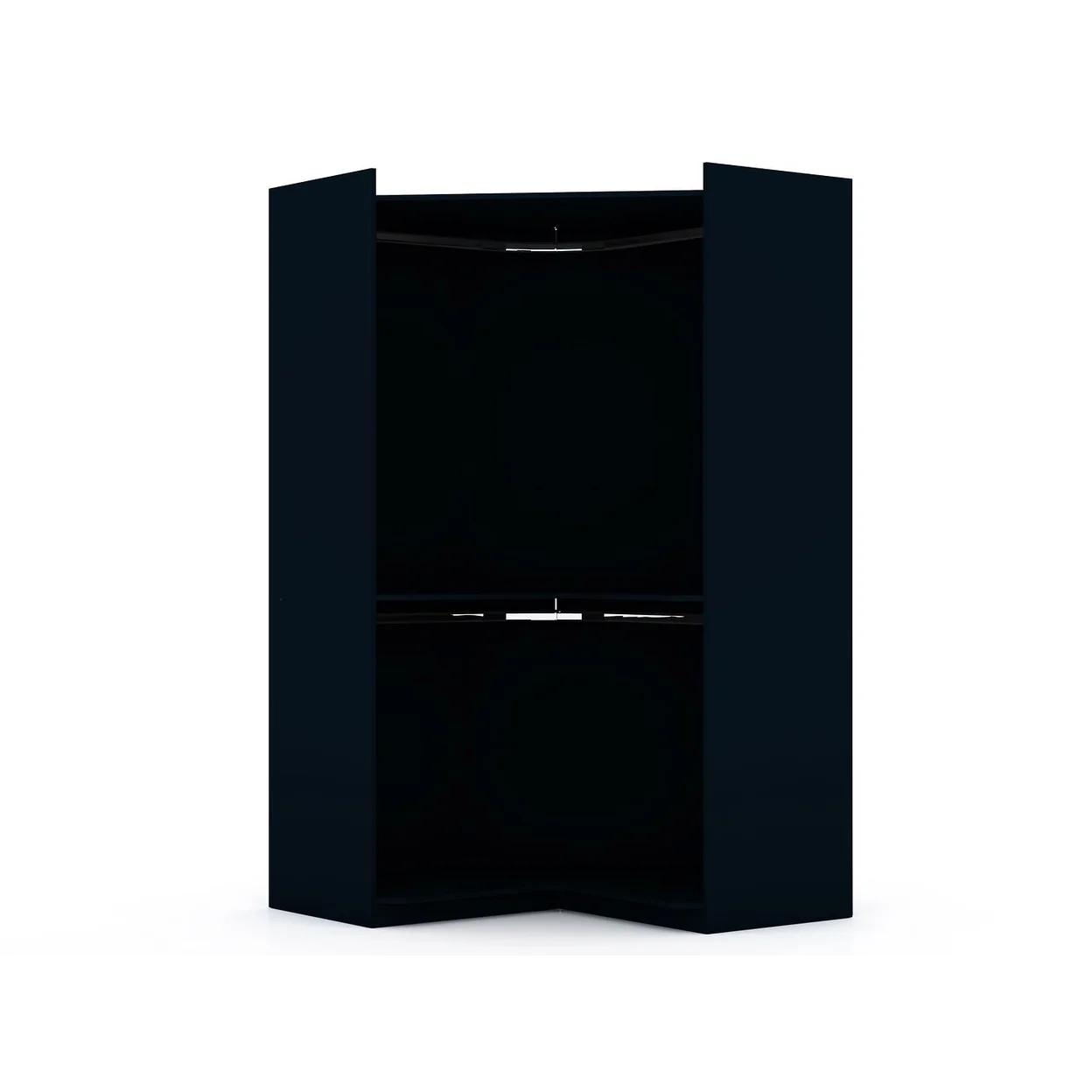 Mulberry Modern Open Corner Closet with 2 Hanging Rods in Tatiana Midnight Blue