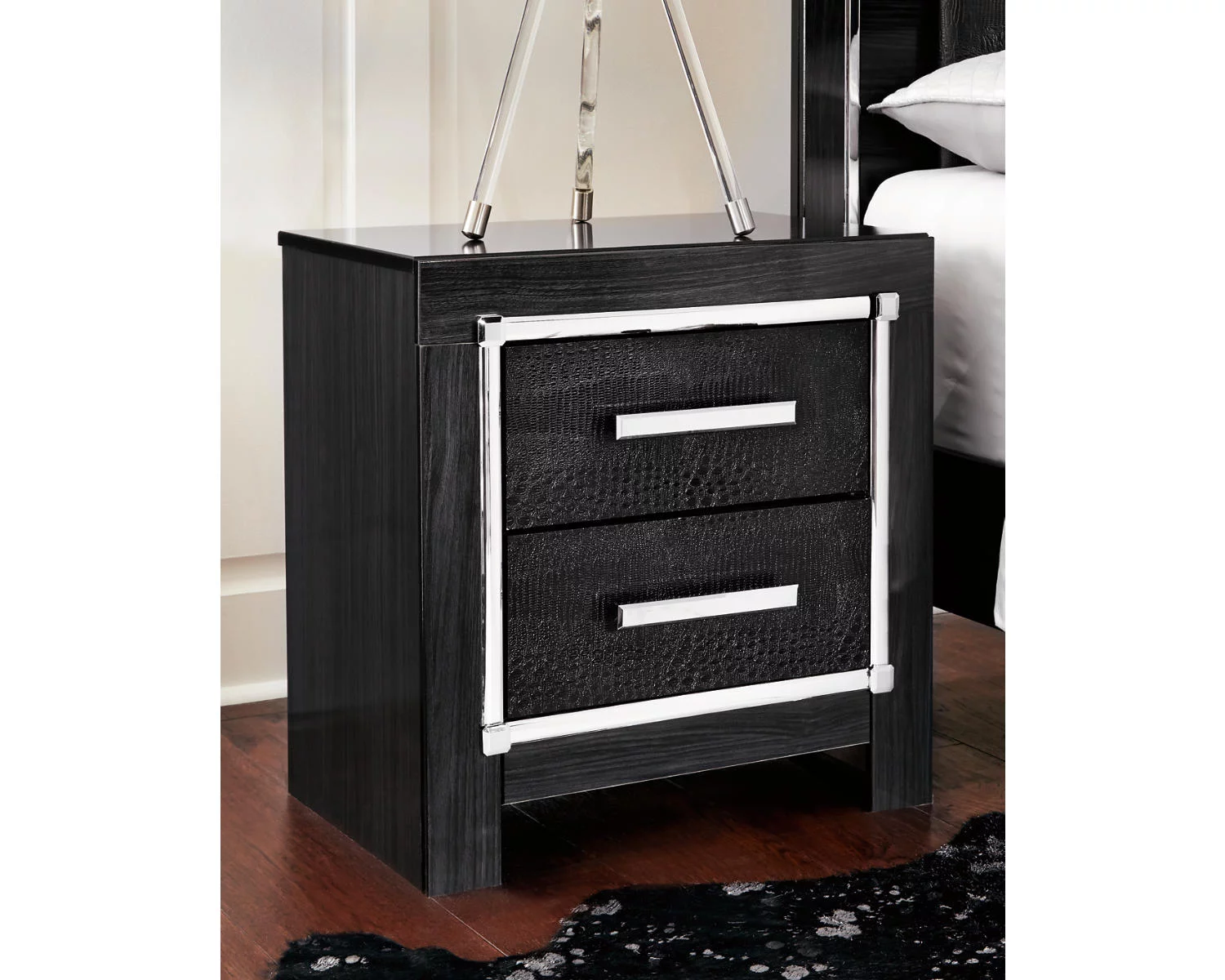 Signature Design by Ashley Contemporary Kaydell 2 Drawer Nightstand, Black