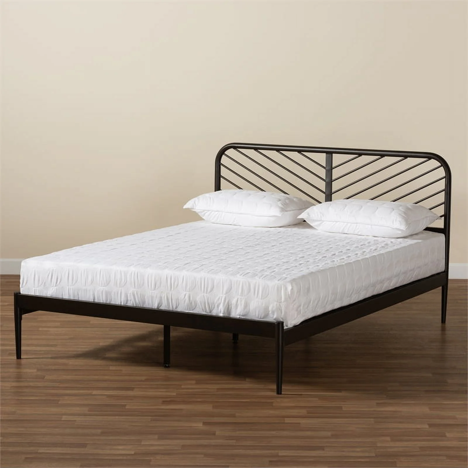 Bowery Hill Industrial Black Finished Metal Queen Size Platform Bed