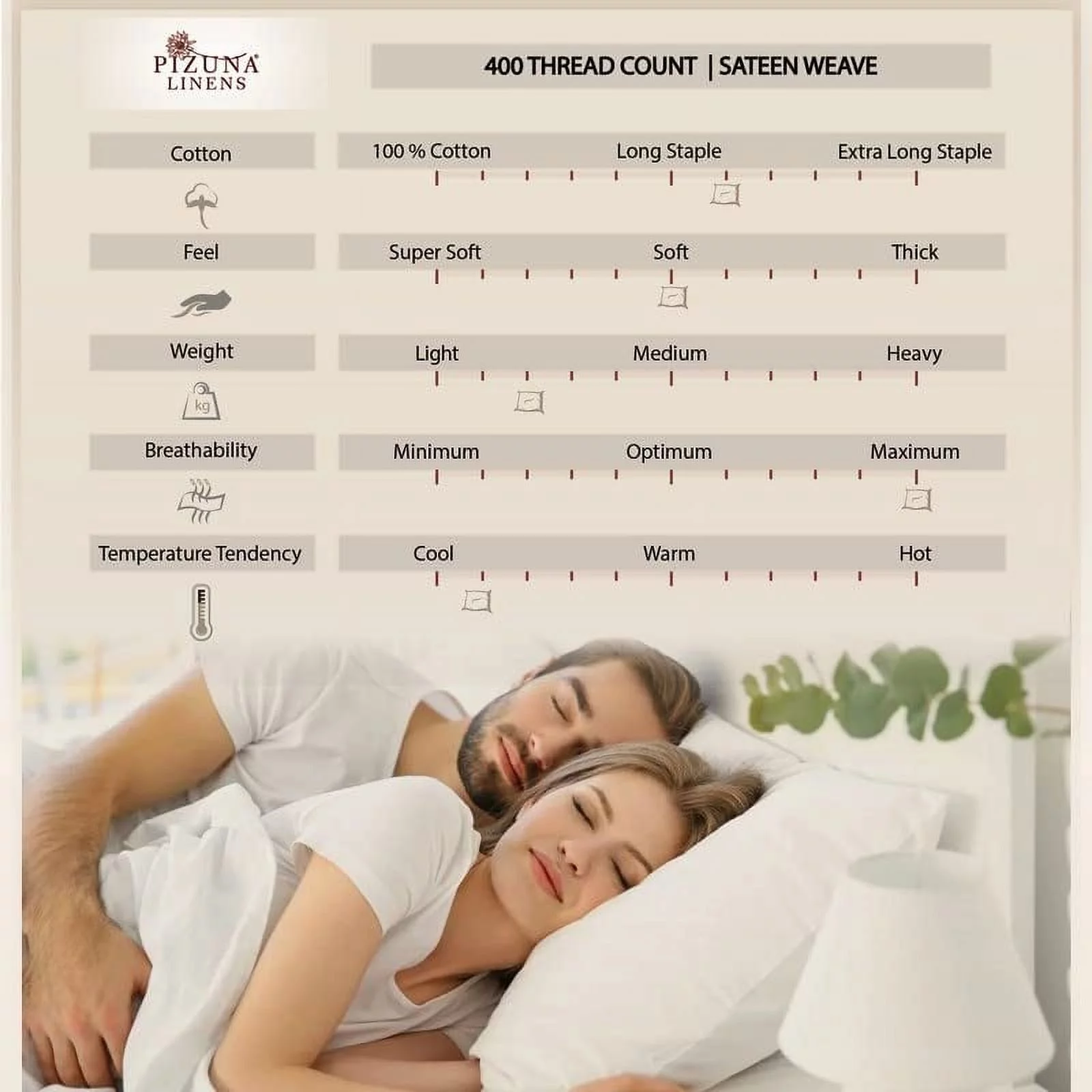 400 Thread Count 6Pc White Cotton Sheets King Size Bed Set With 4 Pillow Cases, 100% Long Staple Cotton Bed Sheets Breathable Sateen Weave Luxury Bedding Sets, Value Pack 6 Piece King Size Sheets Set