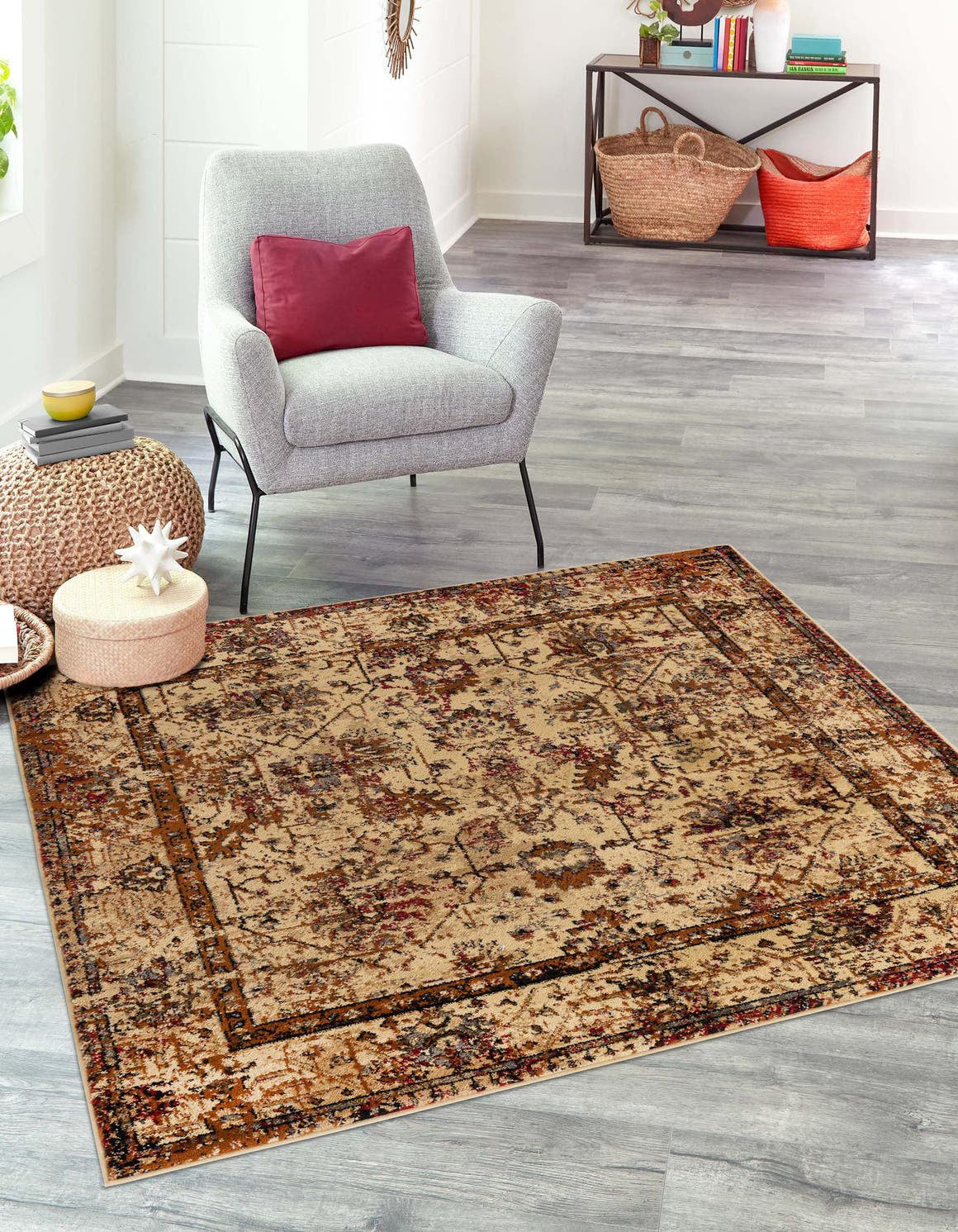 Unique Loom Ion Saturn Rug Beige Cream/Black 5' 3