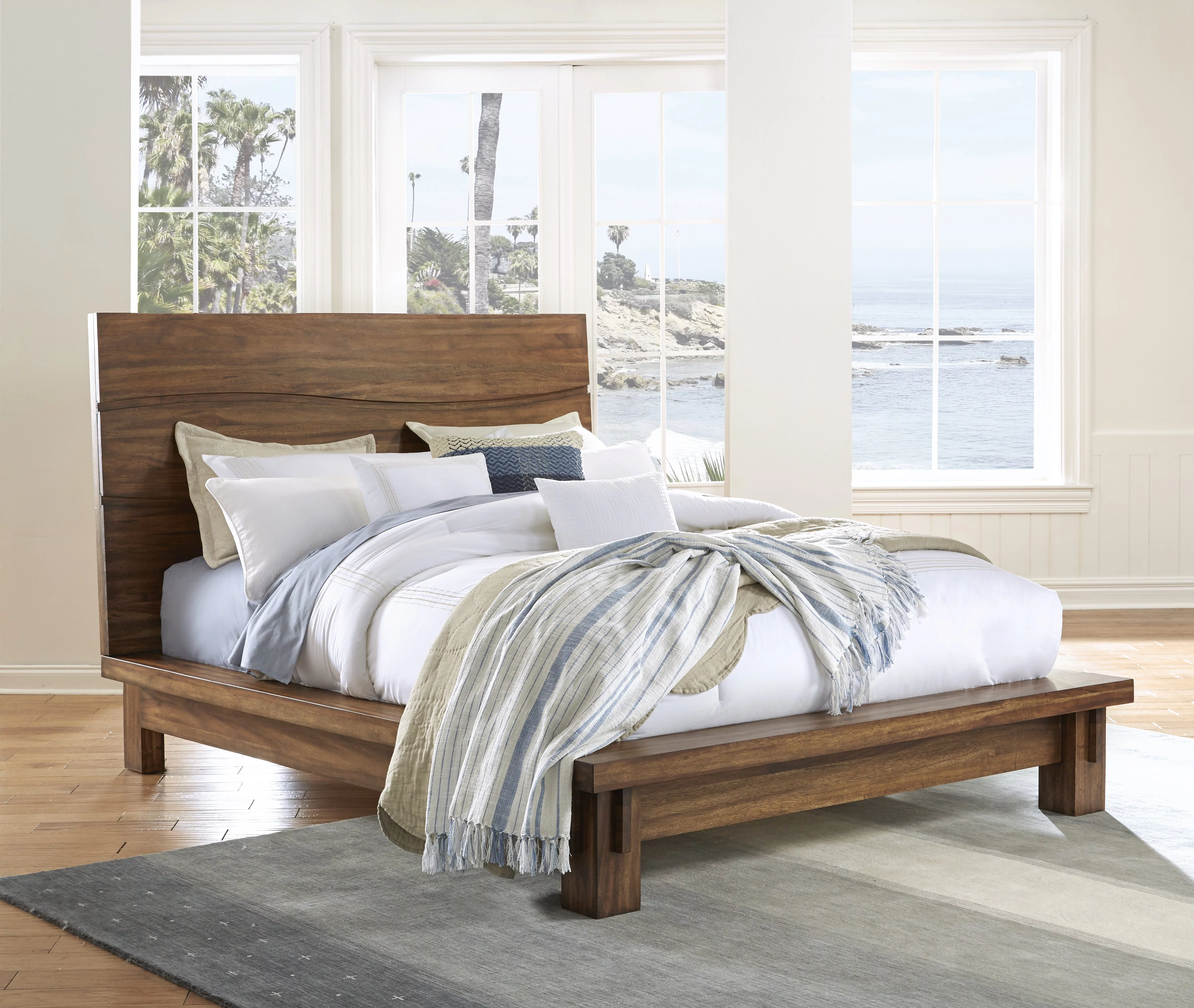 Oasis Modern E King Platform Bed in Natural Wood