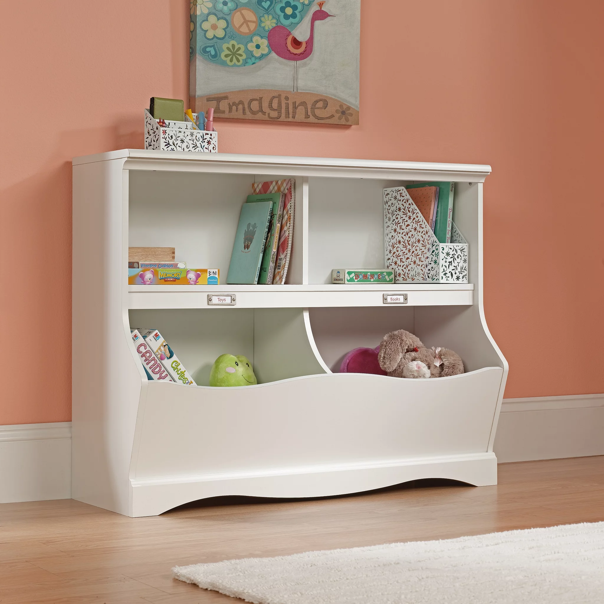 Sauder Pogo Bookcase/Footboard, Soft White Finish