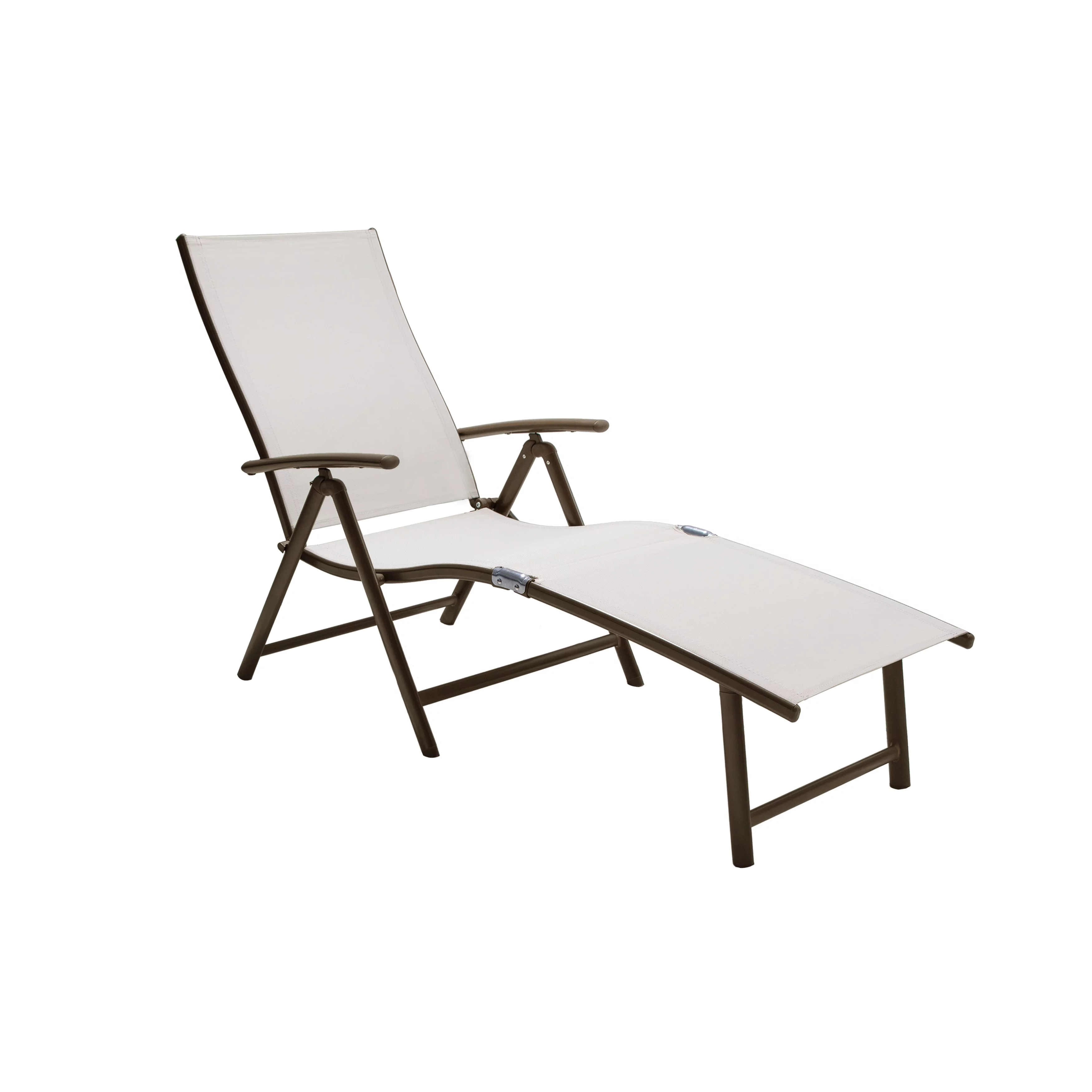 Pellebant  Adjustable Aluminum Patio Chaise Lounge Chair - N/A Light Grey