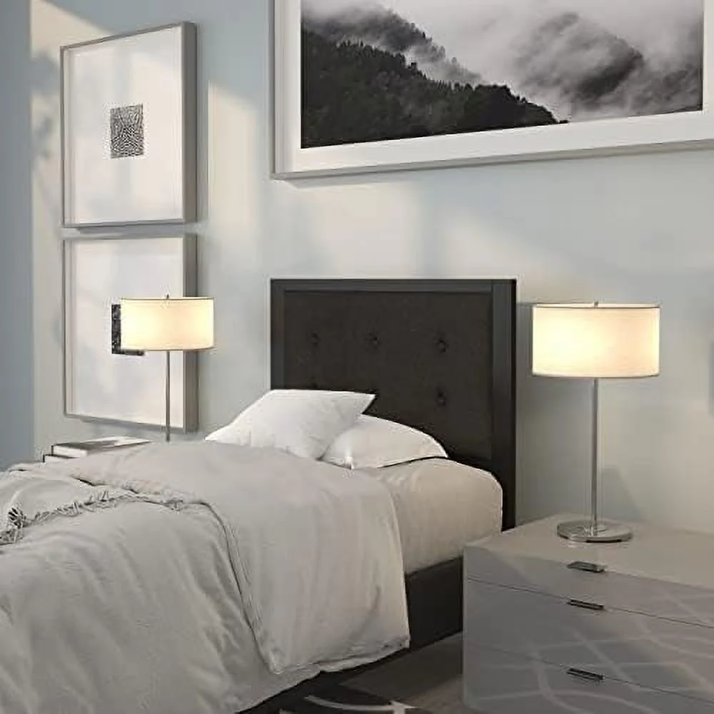 YZboomLife King Size Upholstered Metal Panel Headboard in Tufted Dark Gray Fabric