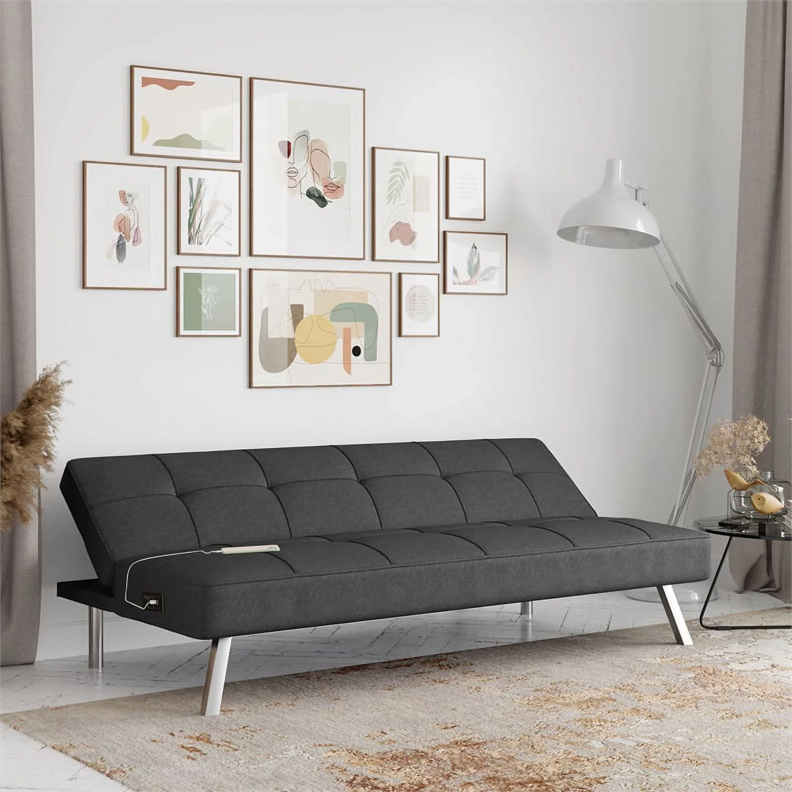 Serta Mason Futon with Power, Charcoal Fabric