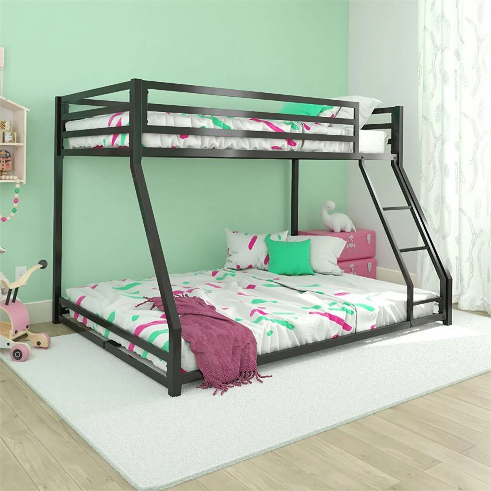 DHP Mabel Twin Over Full Metal Bunk Bed in Black