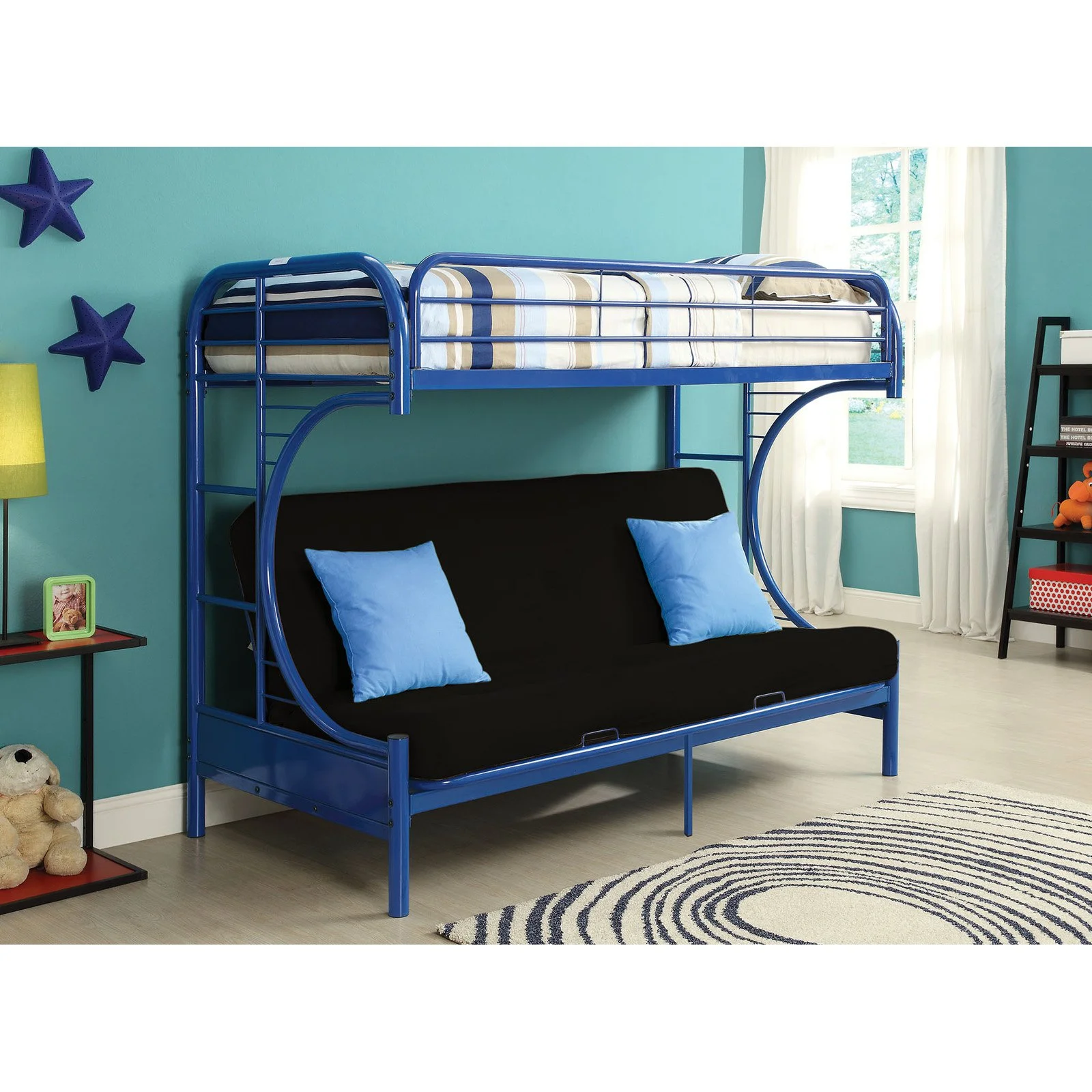 Acme Furniture Eclipse Twin over Full and Futon Bunk Bed in Navy