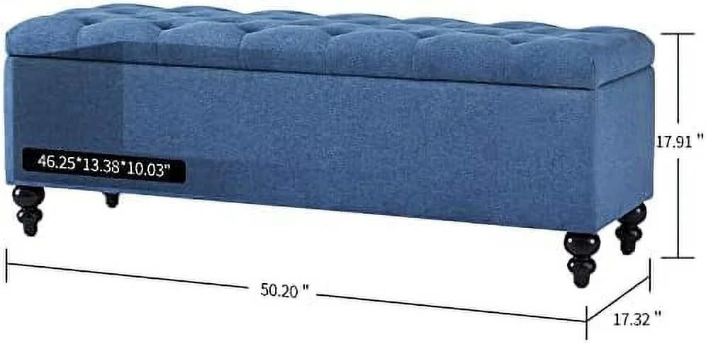 HOOMHIBIU Ottoman 50.2 Inches Upholstered Fabric Ottoman Bench,Button Tufted Ottoman with for Living Room,Bedroom End of Bed Bench Withstands 301lbs(Grey-TP)