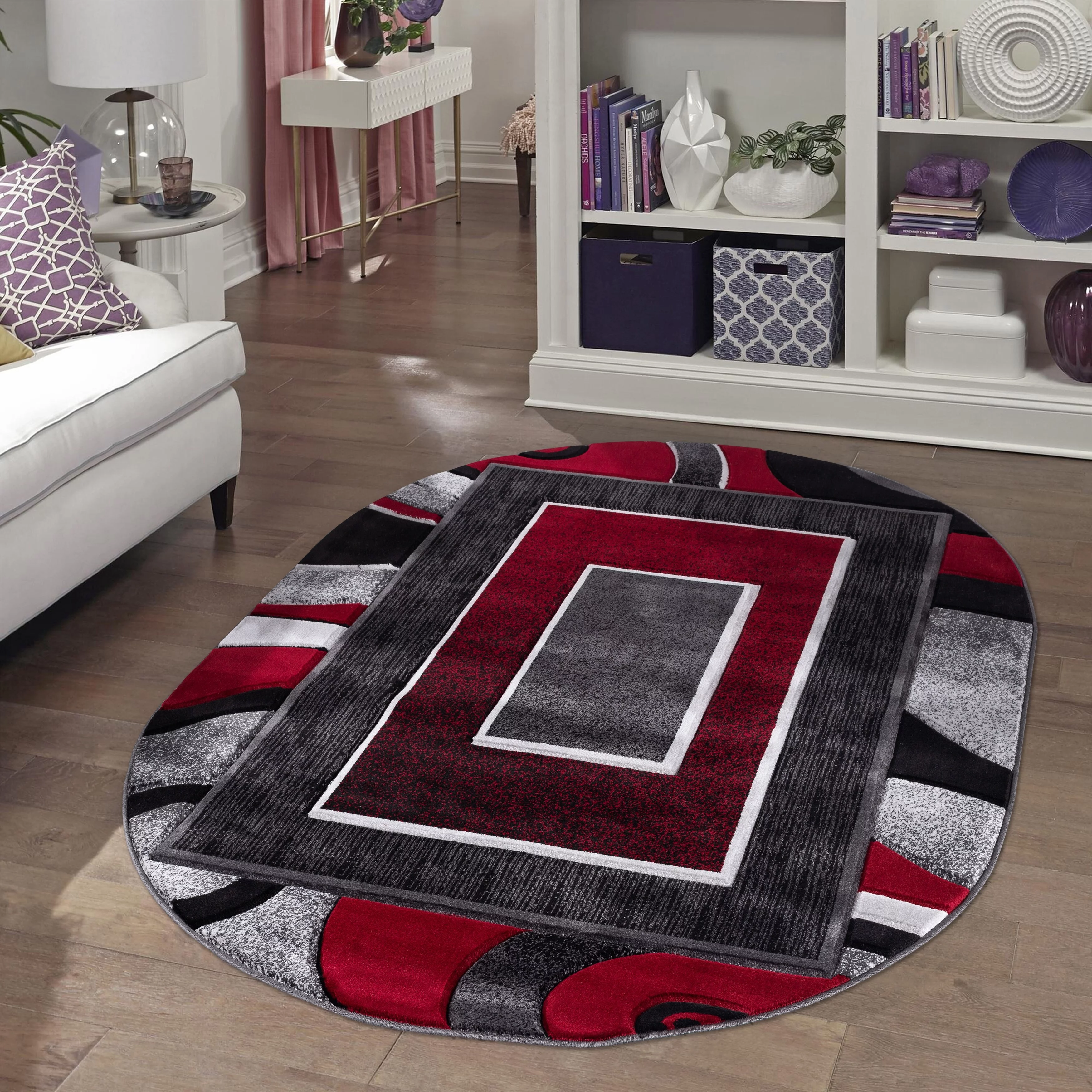 MDA Home Glamour Red/Black Polypropylene Area Rug - 2'8