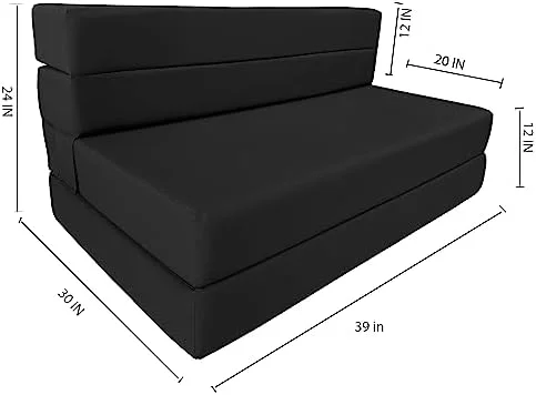 GEROBOOM D&D Futon  Folding Foam Mattress  Chair Lounger  Studio Guest Sofa Bed  Twin XL 80 x 39 x 6 in Thick (Navy Blue)