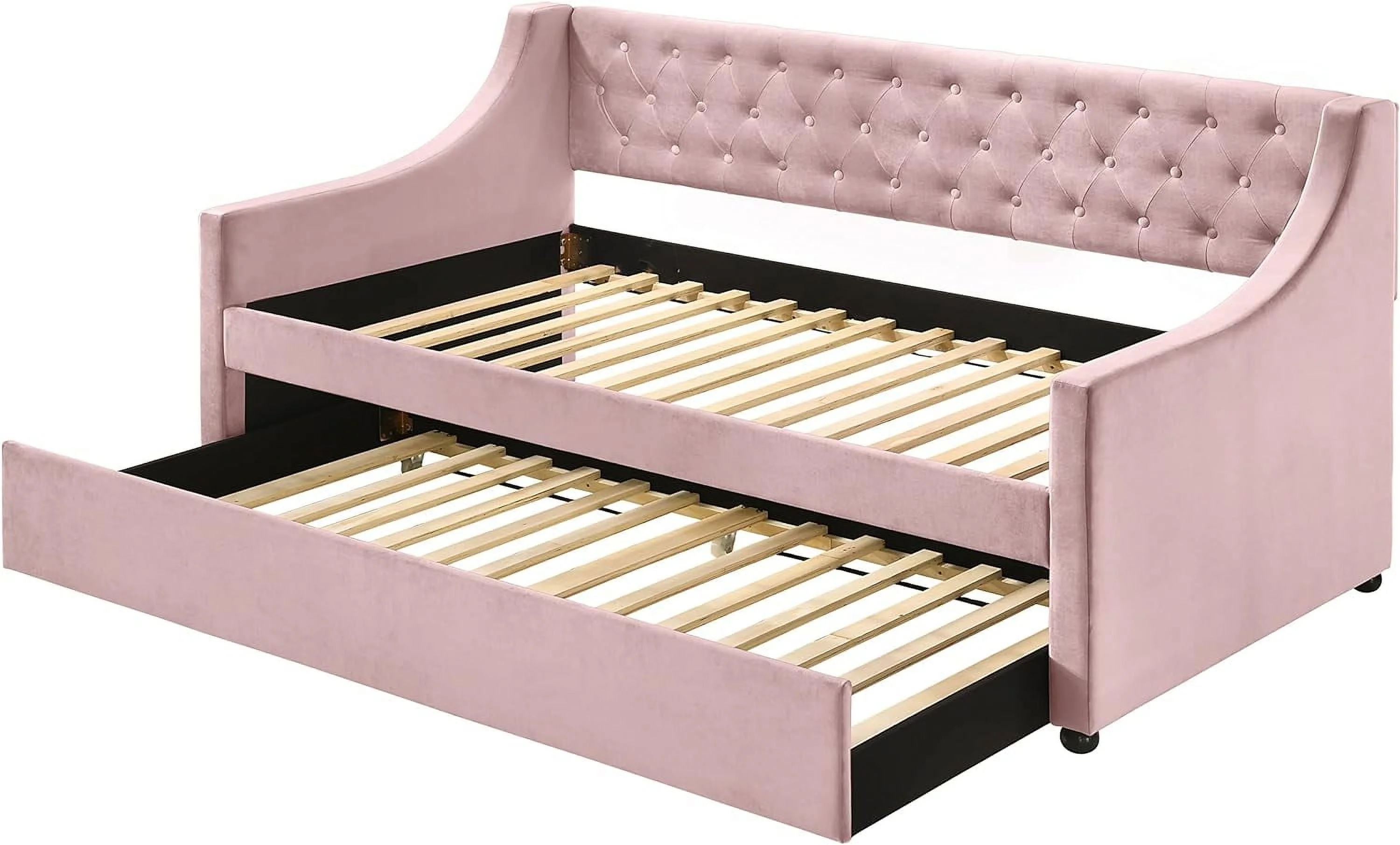 Daybed With Trundle, Size Upholstered Trundle Daybed, Wood Slat Support Daybed Frame Velvet Upholstered Sofa Bed, No Spring Box Needed (New, )