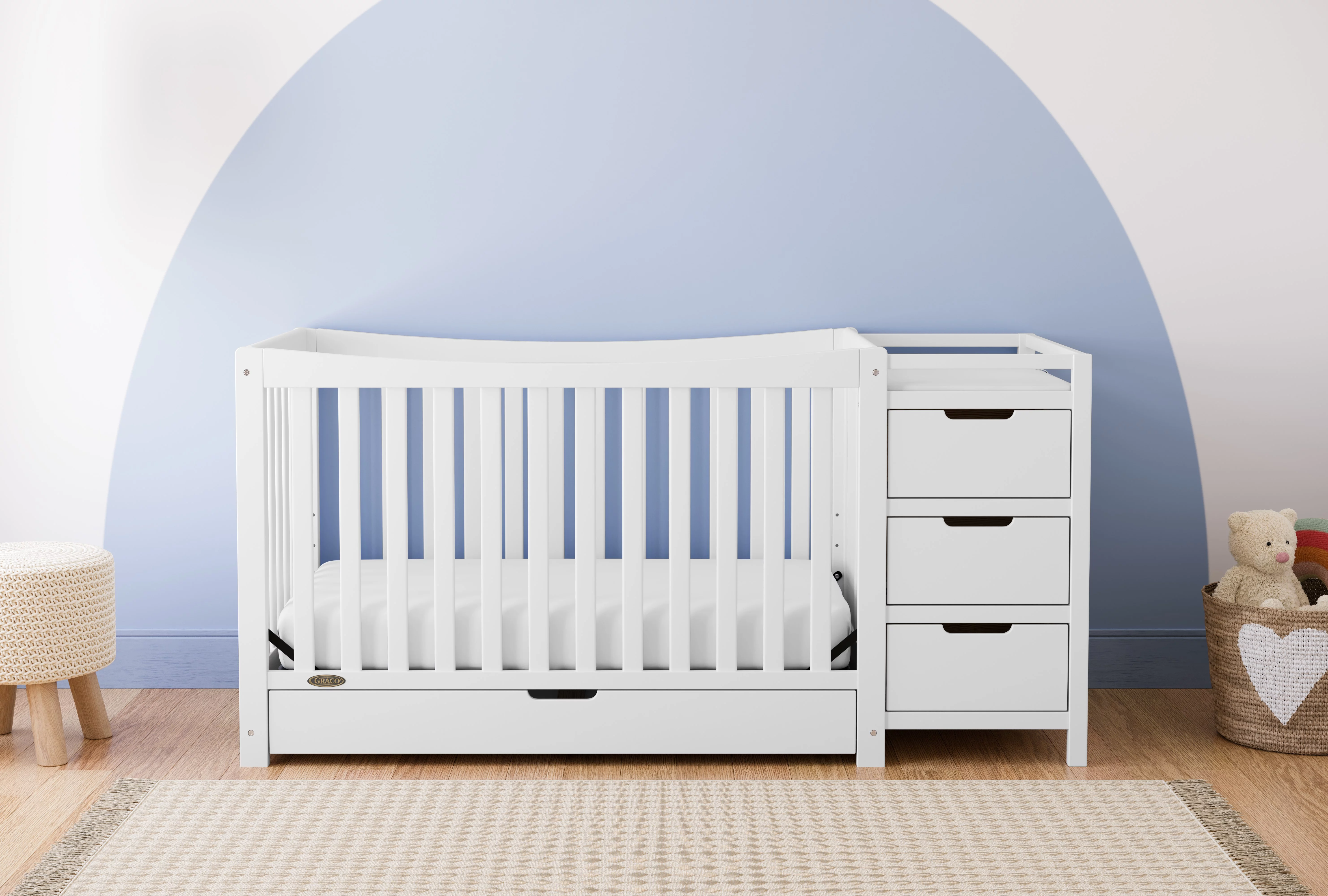 Graco Remi 4-in-1 Convertible Baby Crib and Changer, White