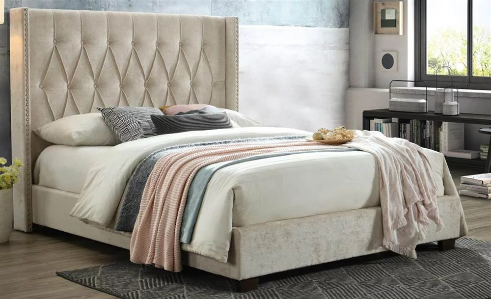 Myco Furniture Kyrie King Bed, Beige
