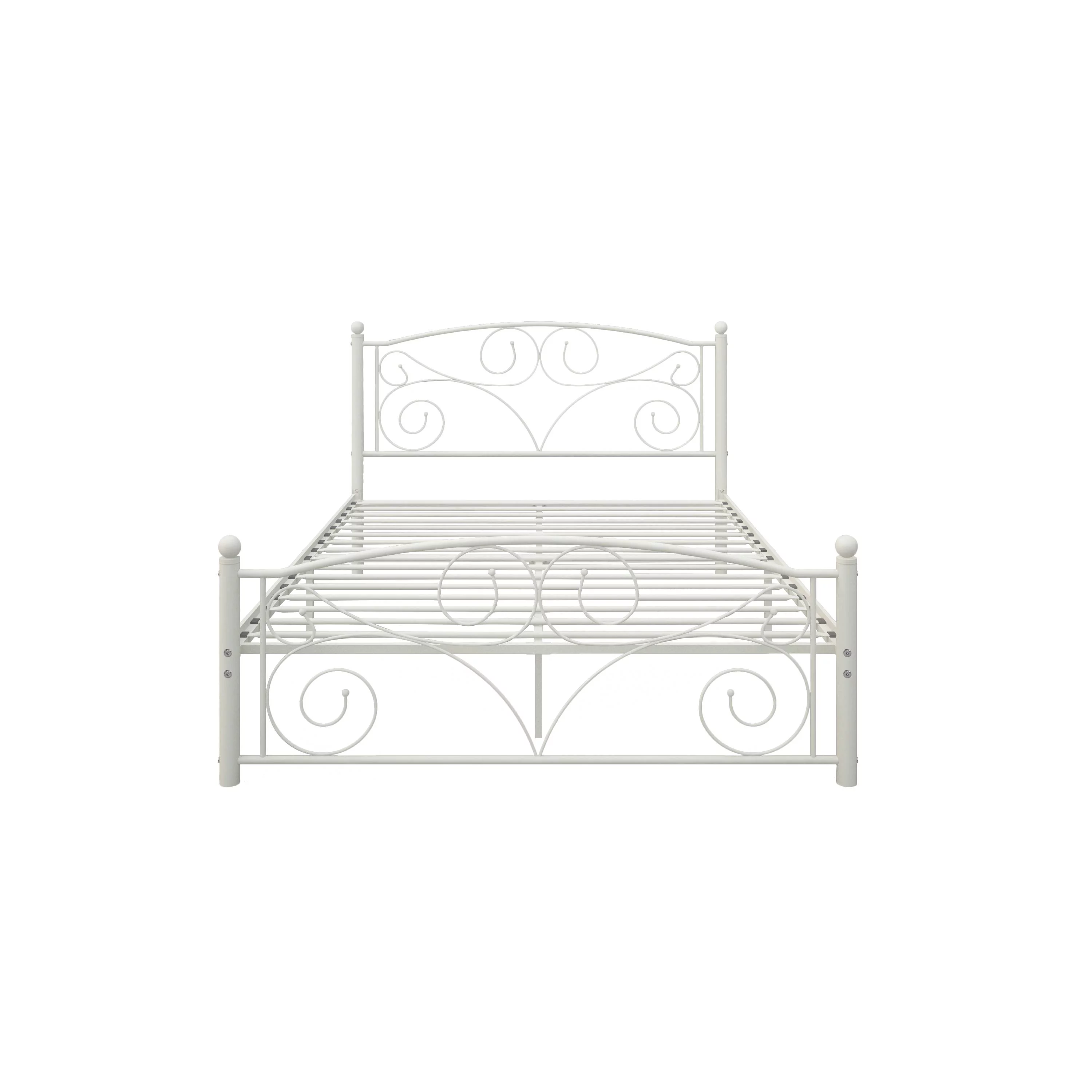 Queen Size Unique Flower Metal Bed Frame with Headboard and Footboard
