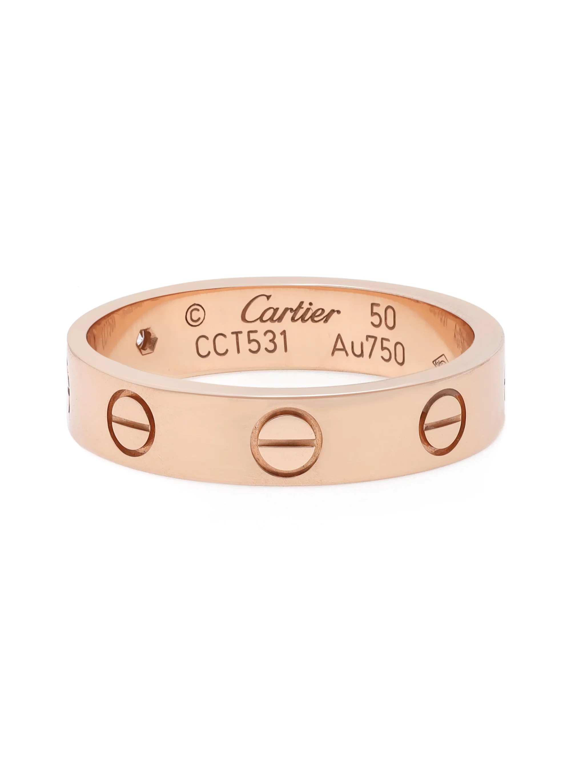 Cartier Love One Diamond Wedding Band Ring 18K Rose Gold Size 50 US 5.5
