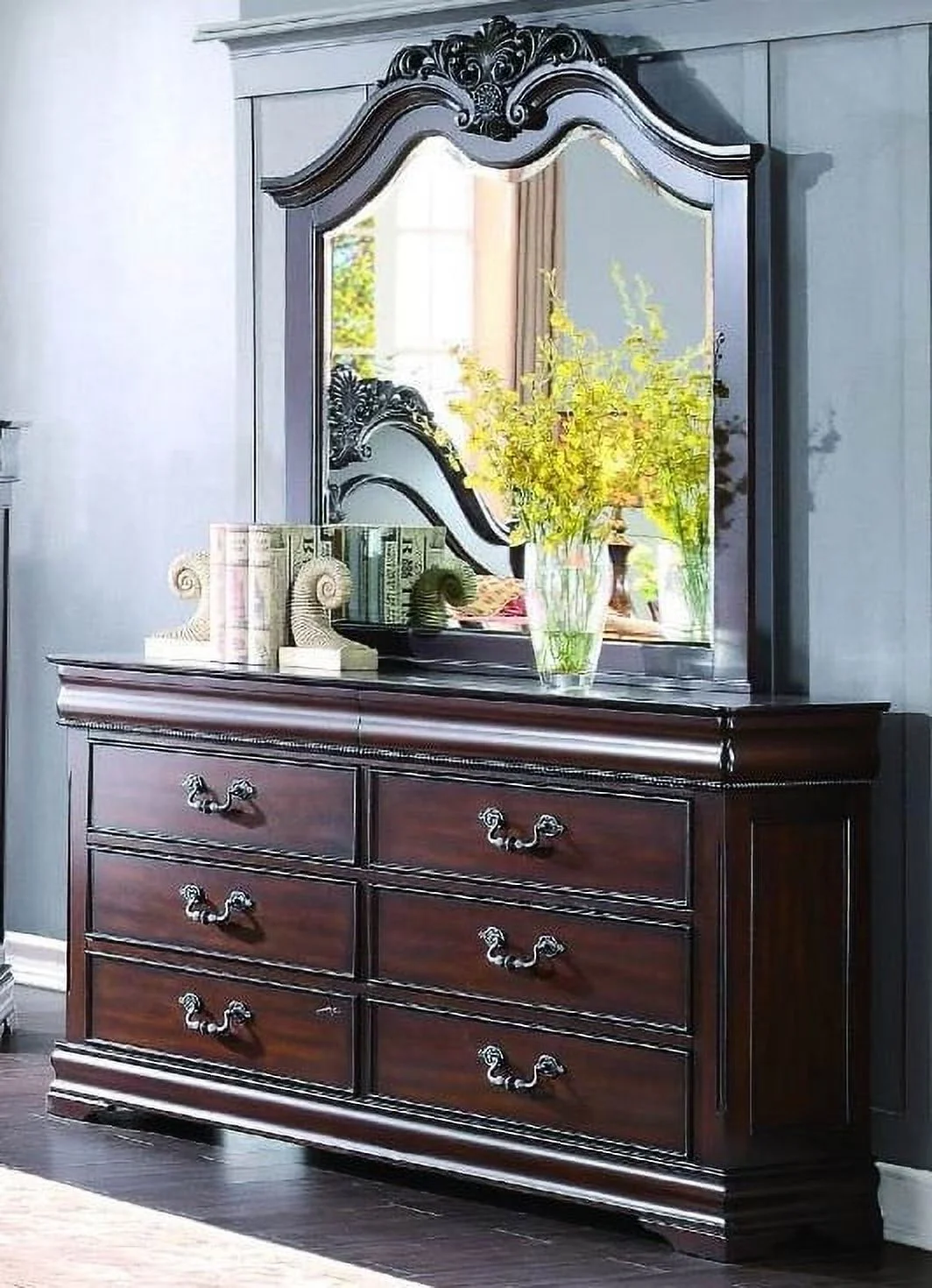 Martel Poster 4 Piece California King Bedroom Set in Dark Cherry Finish