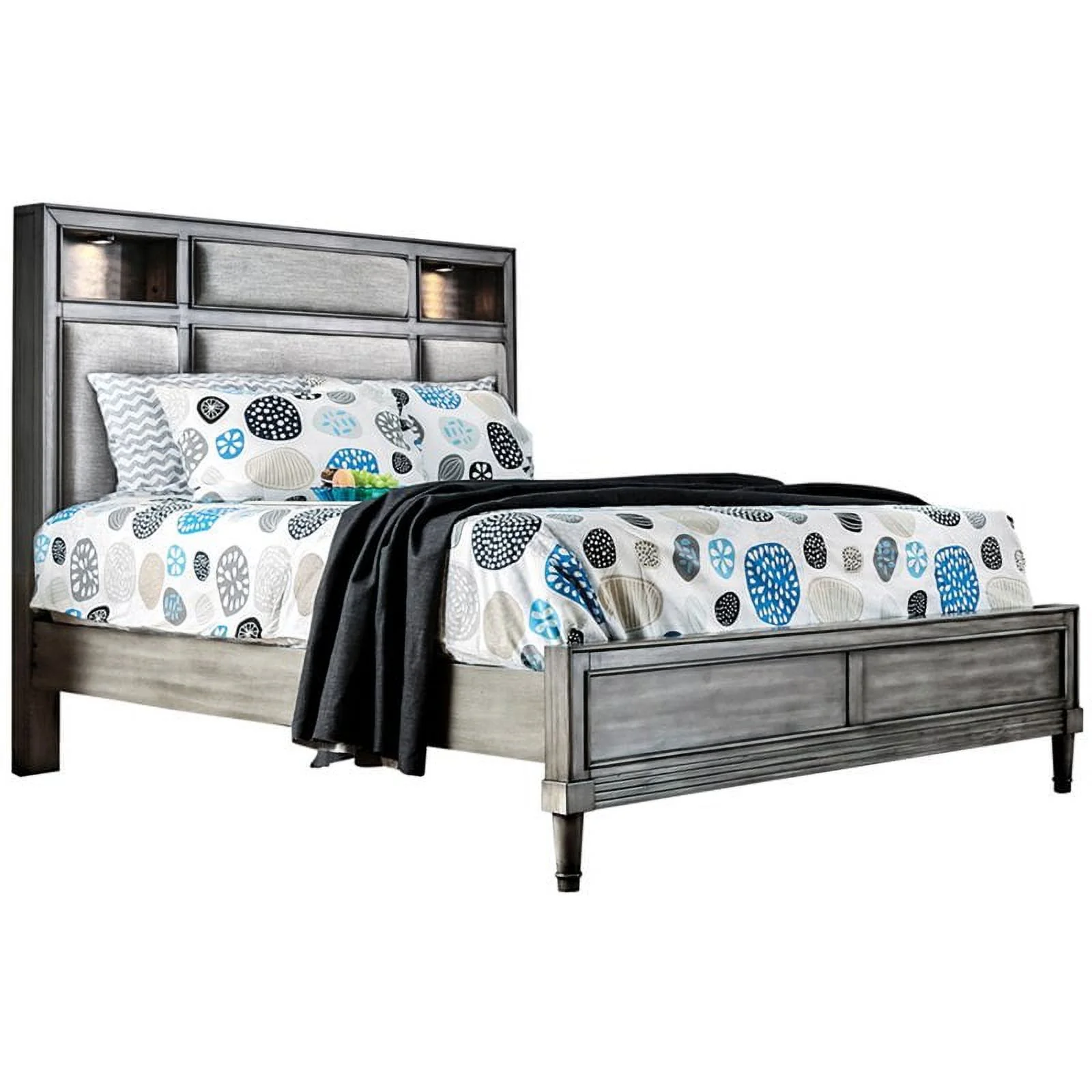 Furniture of America Cartagena Solid Wood Queen Bookcase Bed in Gray