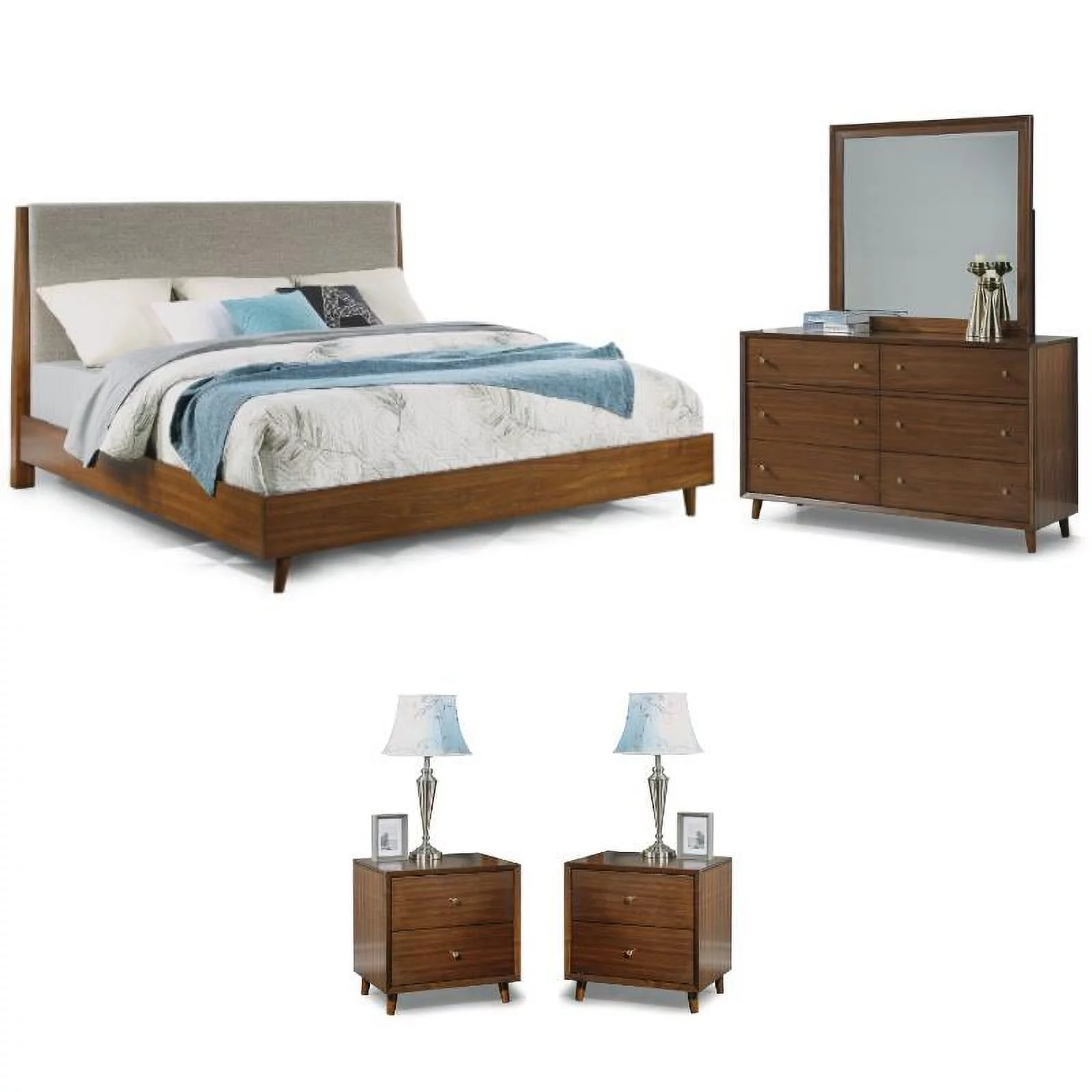 Home Square 4-Piece Set with 2 Nightstands & Dresser & Queen Bed
