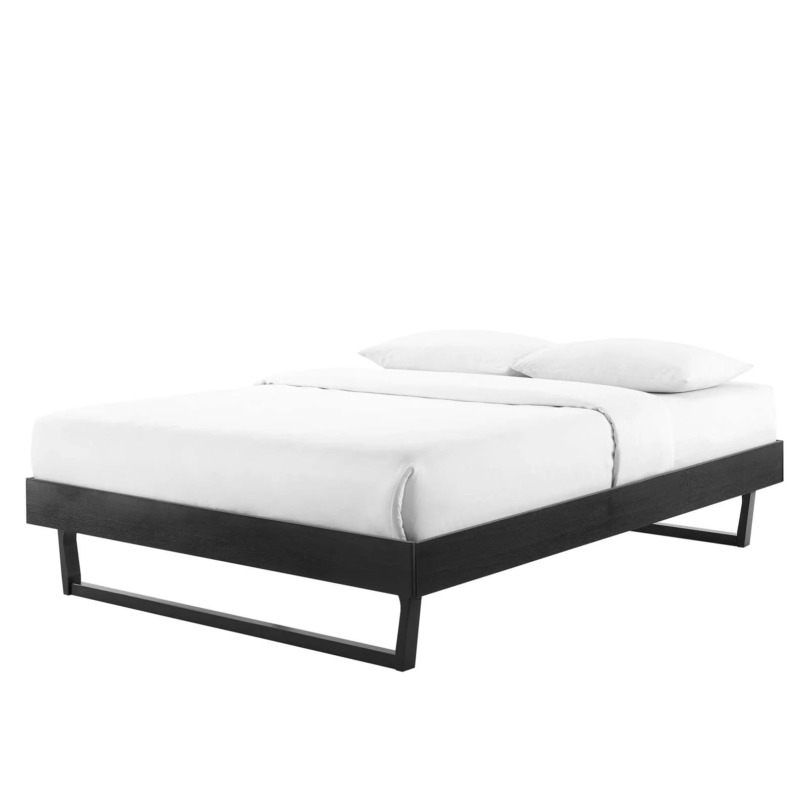 Platform Bed Frame, Twin Size, Wood, Black, Modern Contemporary Urban Design, Bedroom Master Guest Suite
