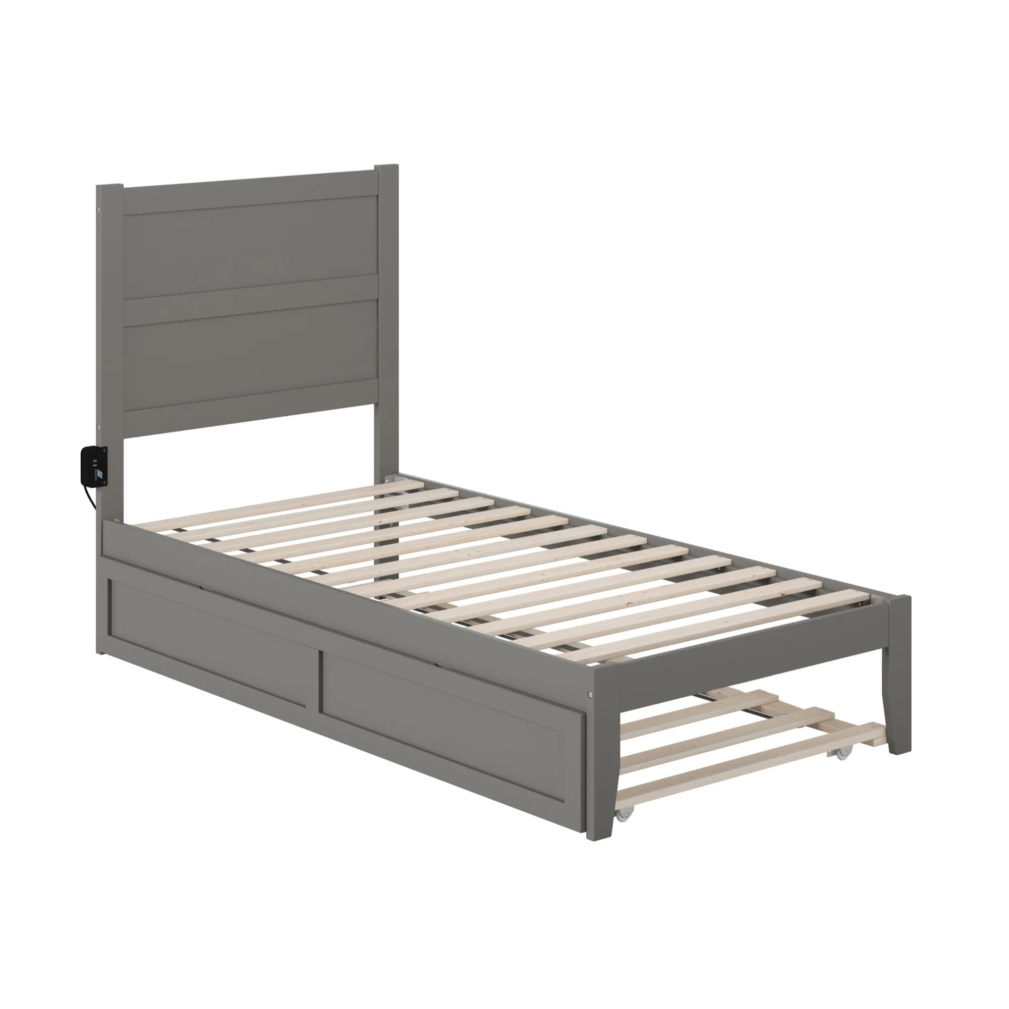 AFI NoHo Farmhouse Wood Twin Bed with Twin Trundle in Gray