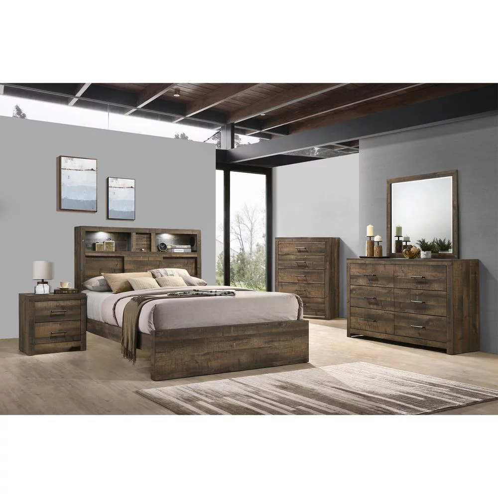 Beckett King Bookcase Panel 4PC Bedroom Set with Bluetooth