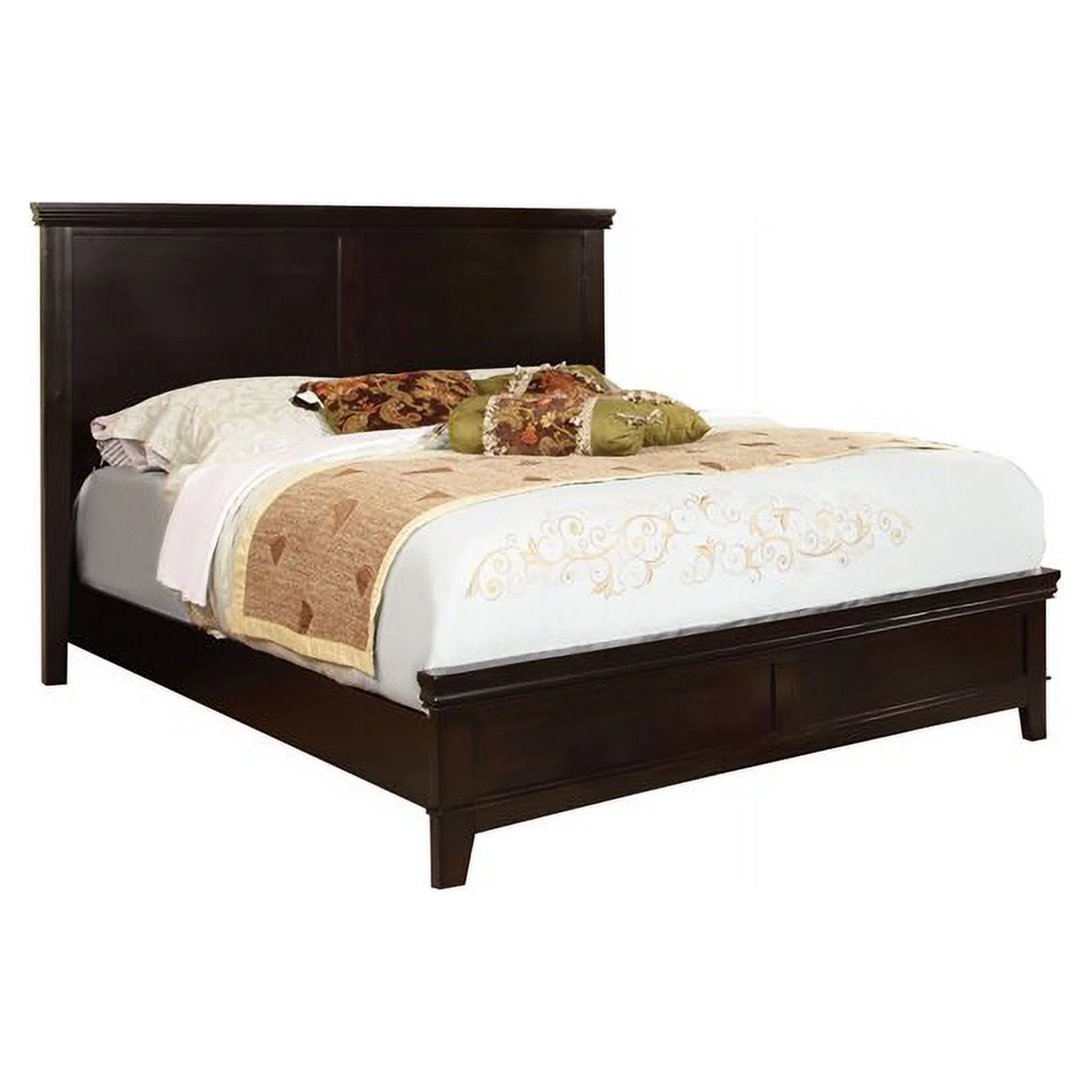 FOA Brighton 4pc Espresso Wood Bed Set-Cal King+1 Nightstand+1 Dresser +1 Mirror