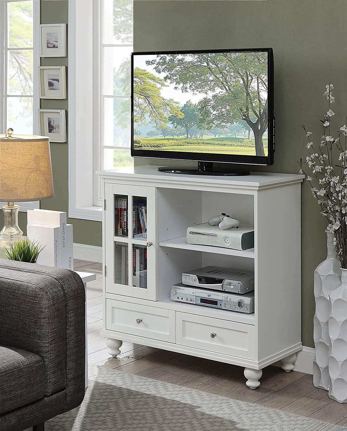 Tahoe Highboy TV Stand - White