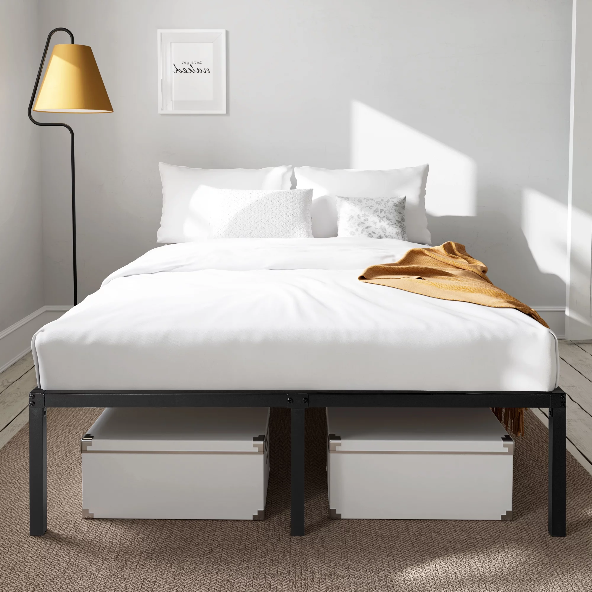 Amolife Heavy Duty Full Size Metal Platform Bed Frame with 16.5'' Large Under Bed Storage Space