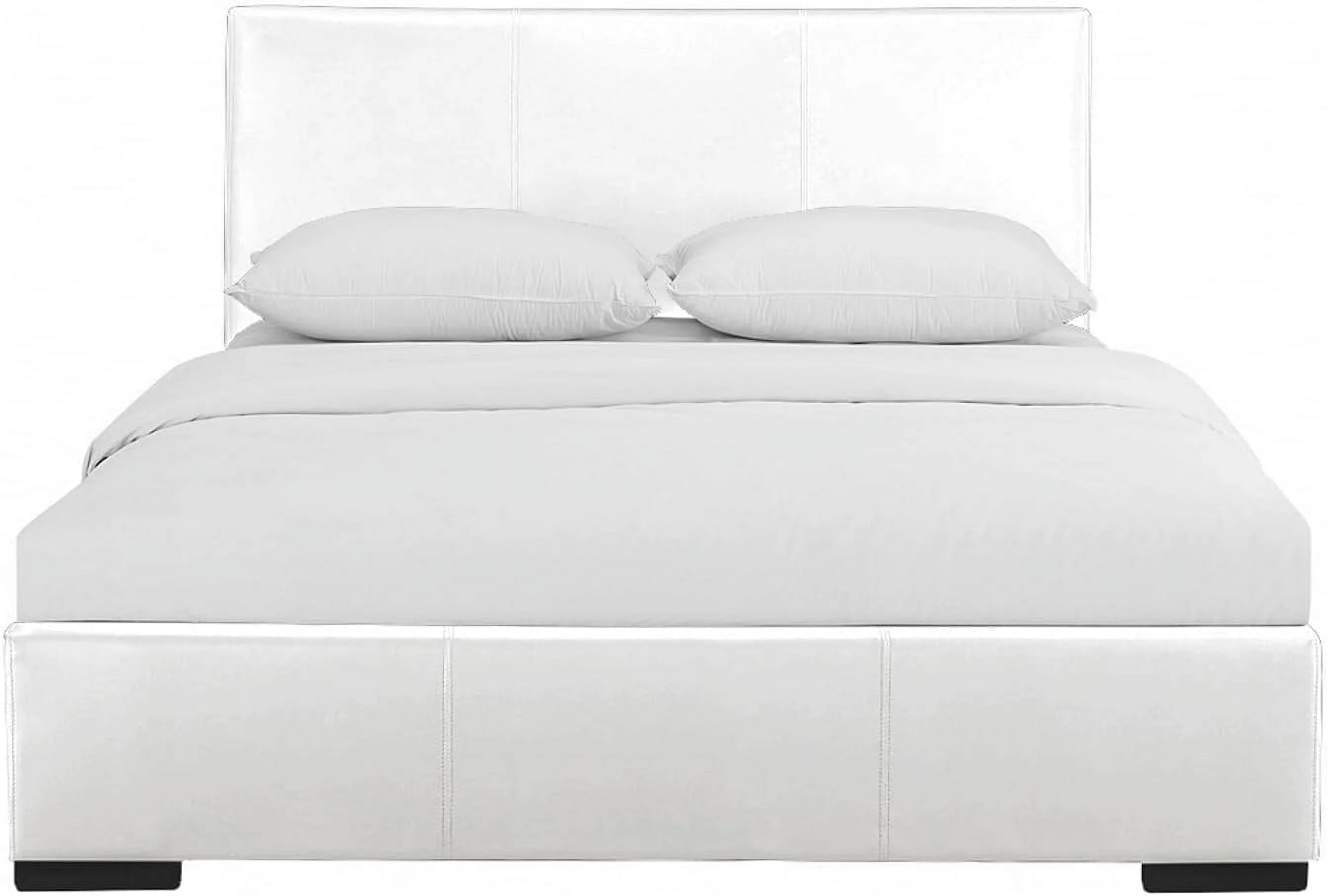 Hindes Upholstered Platform Bed Frame | Low-Profile Bed With Full Slat Support System – No Box Spring Needed, Easy Assembly | White,