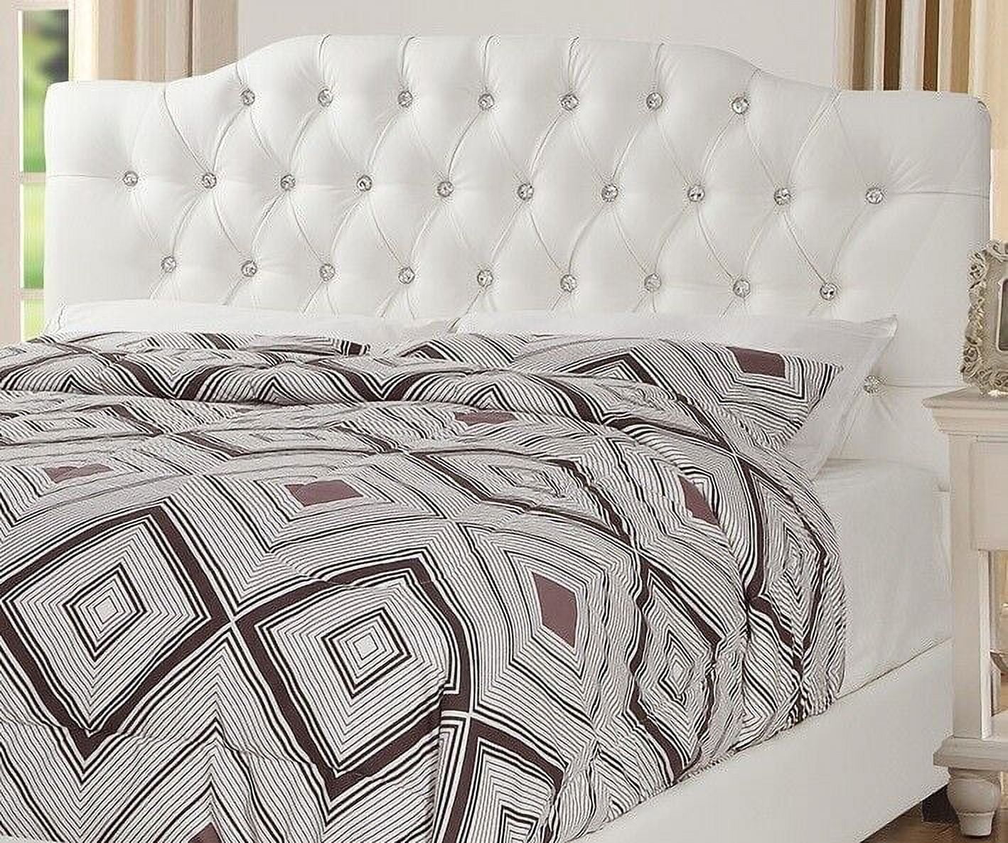 Eastern King Size Bed White Faux Leather Tufted Upholstered Headboard Platform Bed 1pc Set Contemporary Bedroom Furniture