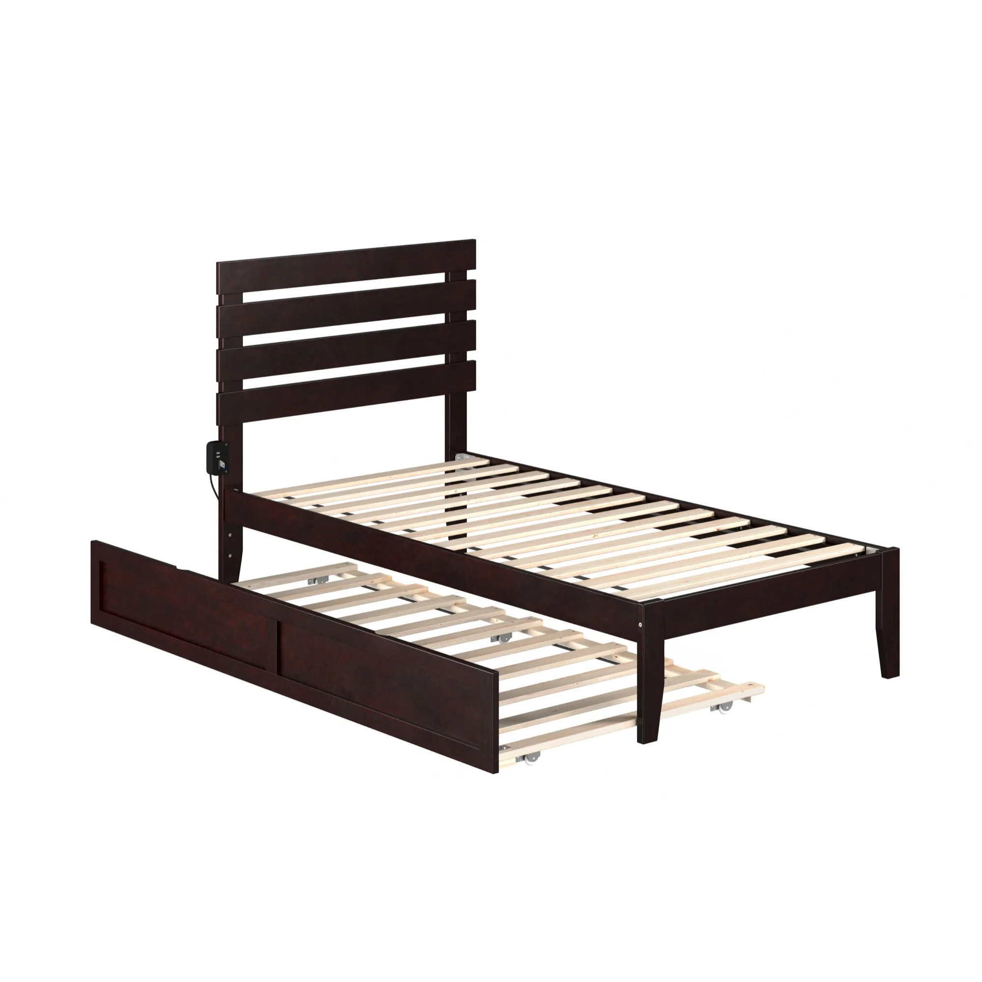 AFI Oxford Modern Wood Twin Bed with Twin Trundle in Espresso