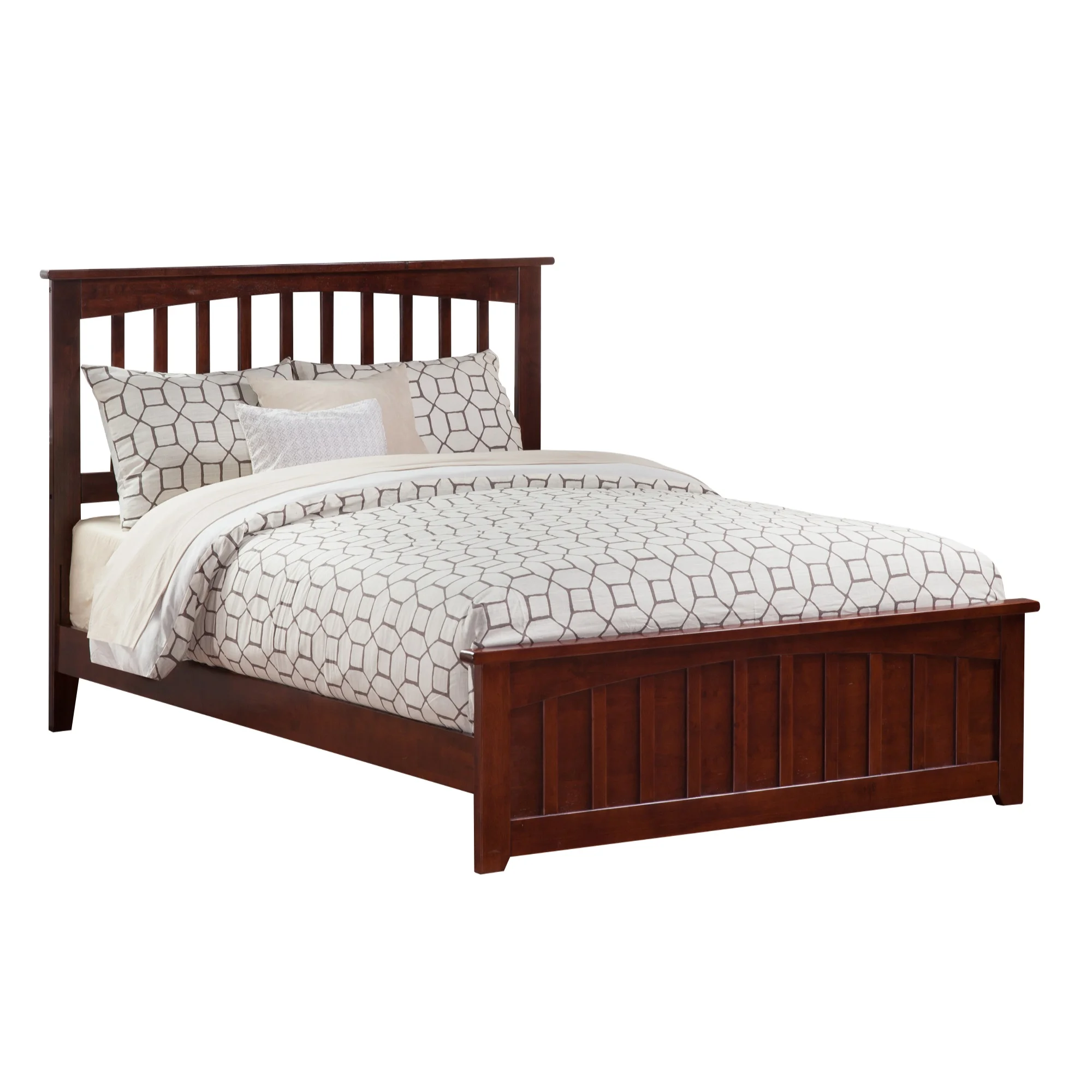Mission Queen Platform Bed with Matching Footboard in Walnut