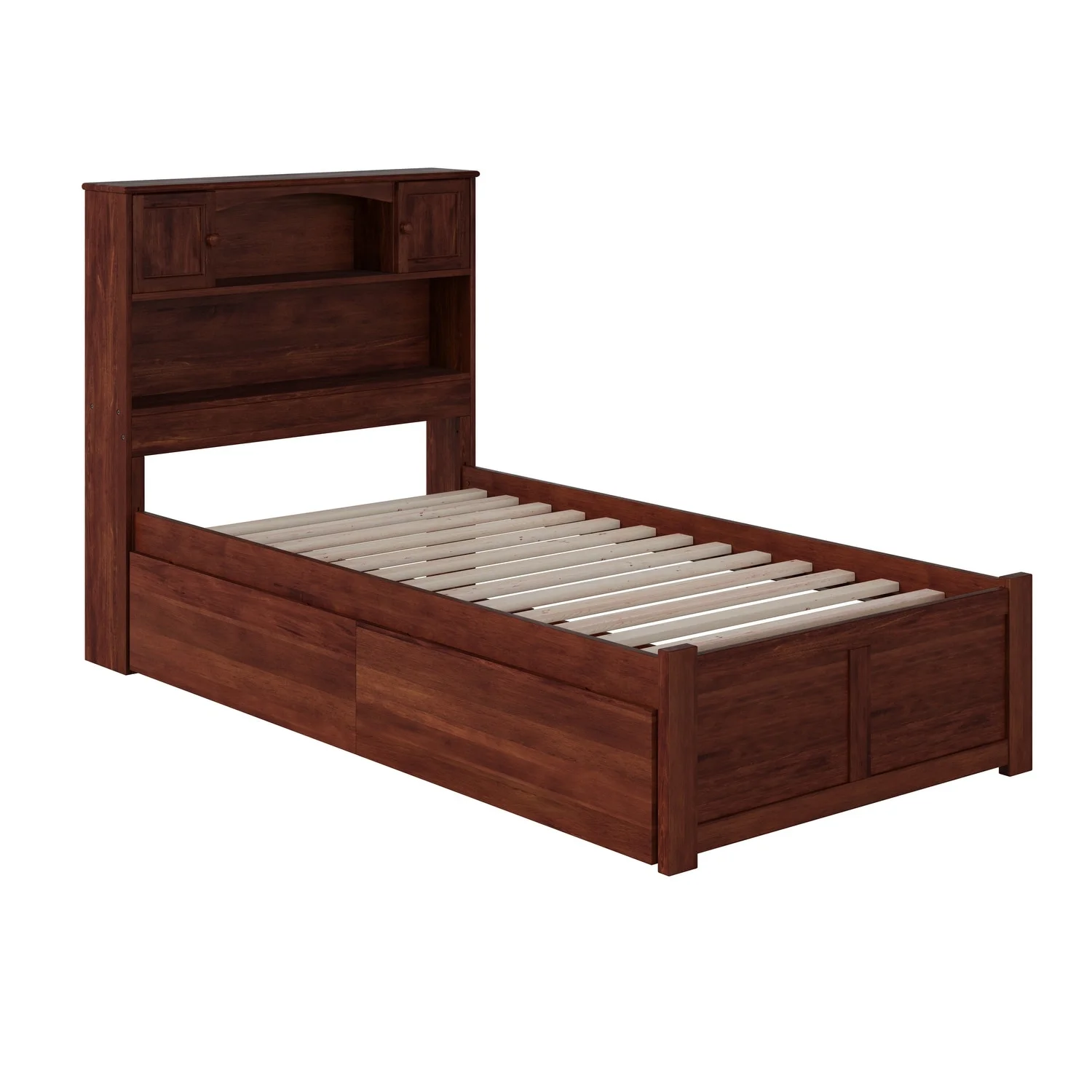 AFI Newport Twin Platform Bed with Footboard and 2 Drawers in Walnut