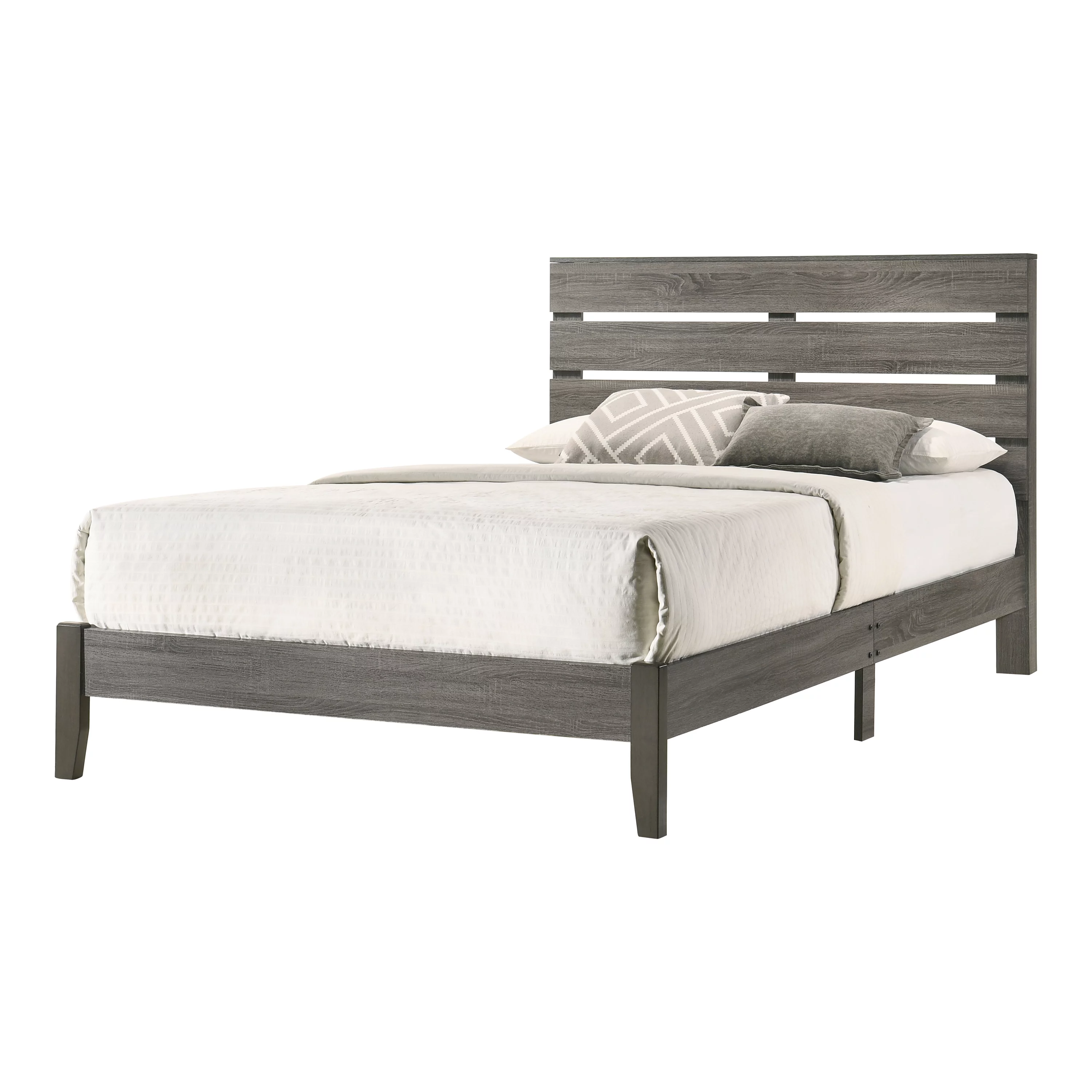 Furniture of America Korvar Wood Platform Bed, California King, Gray