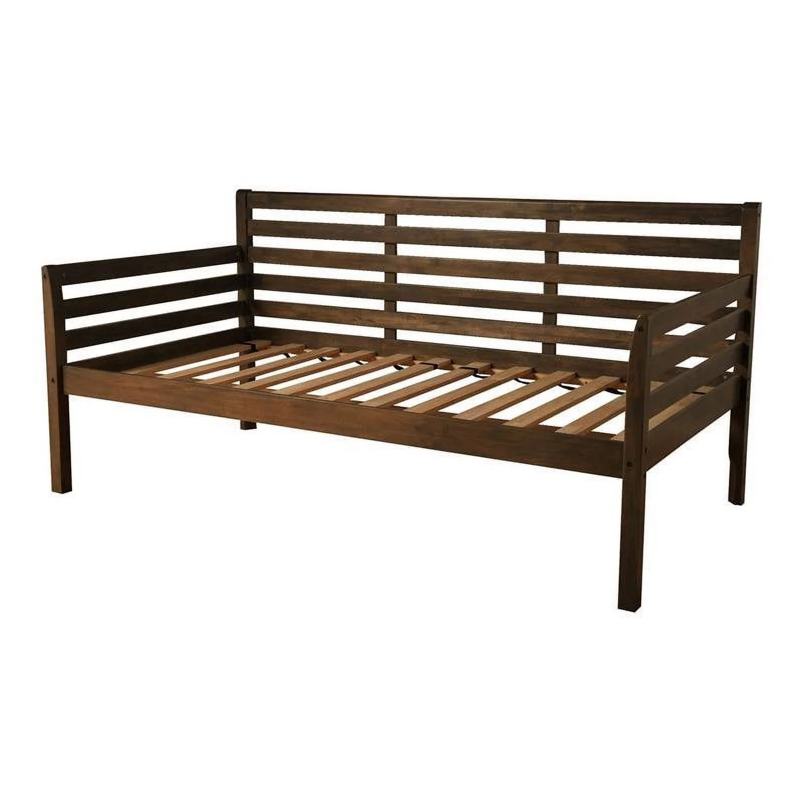 Pemberly Row Twin Traditional Solid Wood Daybed in Rustic Walnut