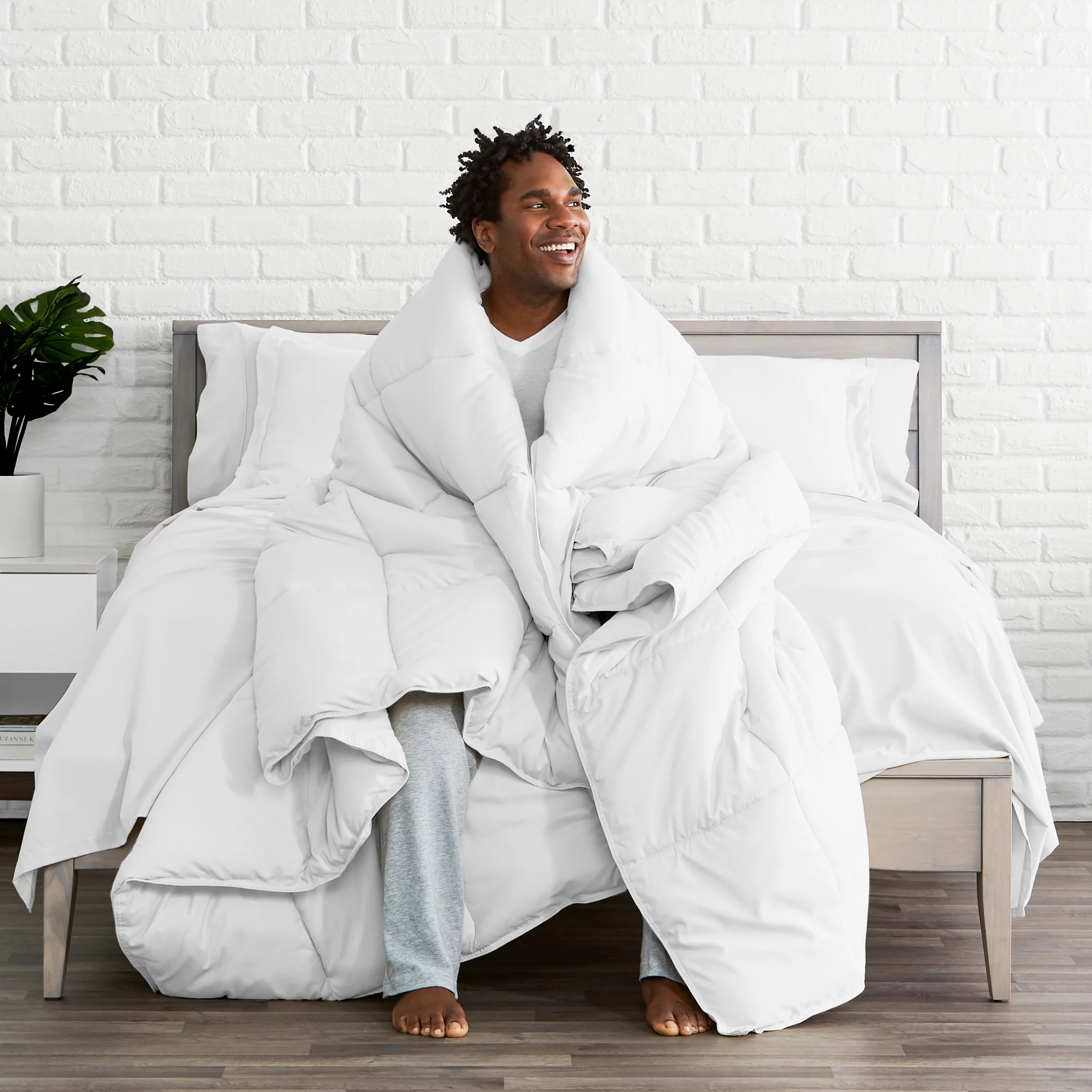 Bare Home Solid Print Comforter Set, King/California King