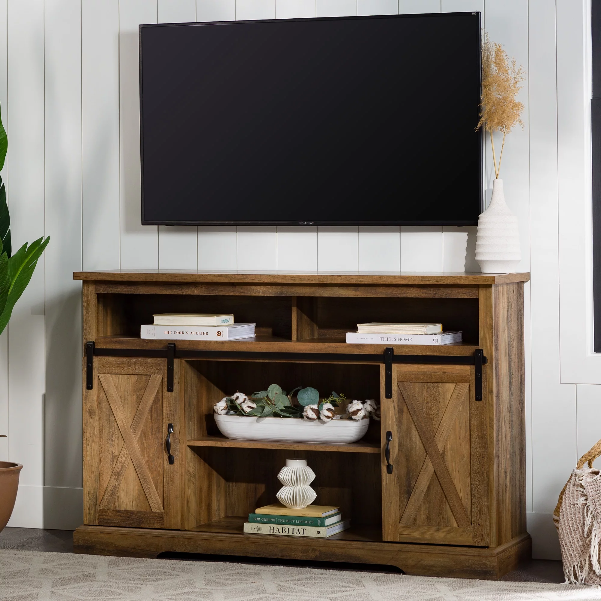 Walker Edison Farmhouse Barn Door TV Stand for TVs up to 58