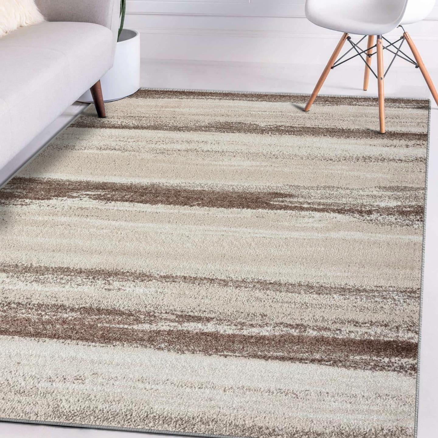 Luxe Weavers Lagos Collection 7501 Brown and Beige 8x10 Abstract Area Rug