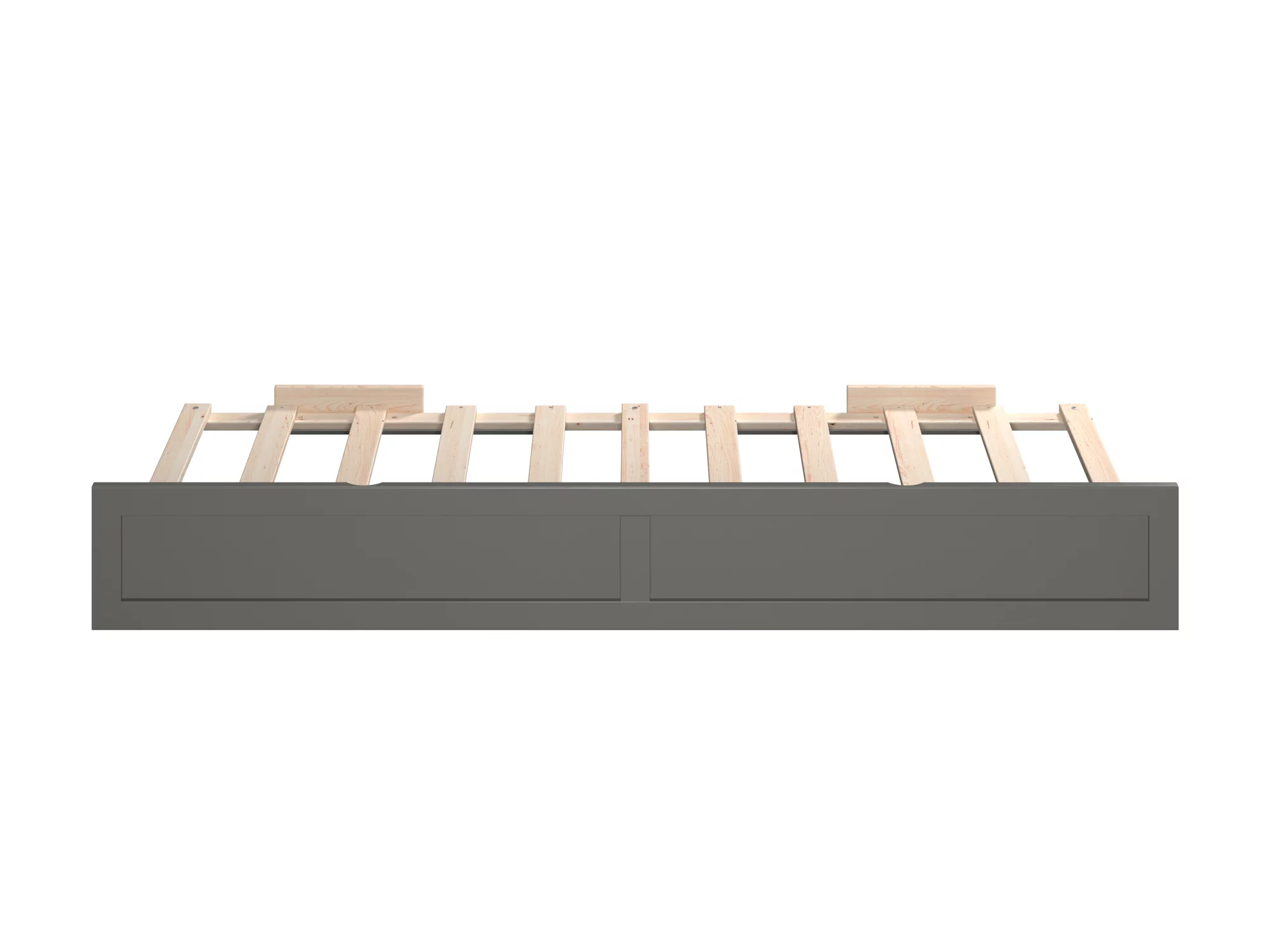 AFI Twin Roll Out Wood Trundle Bed Frame with Wooden Slat Supports, Grey