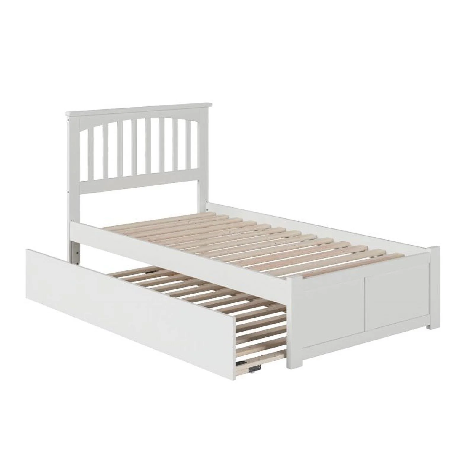 Bowery Hill Traditional Wood Twin XL Platform Panel Bed with Trundle in White