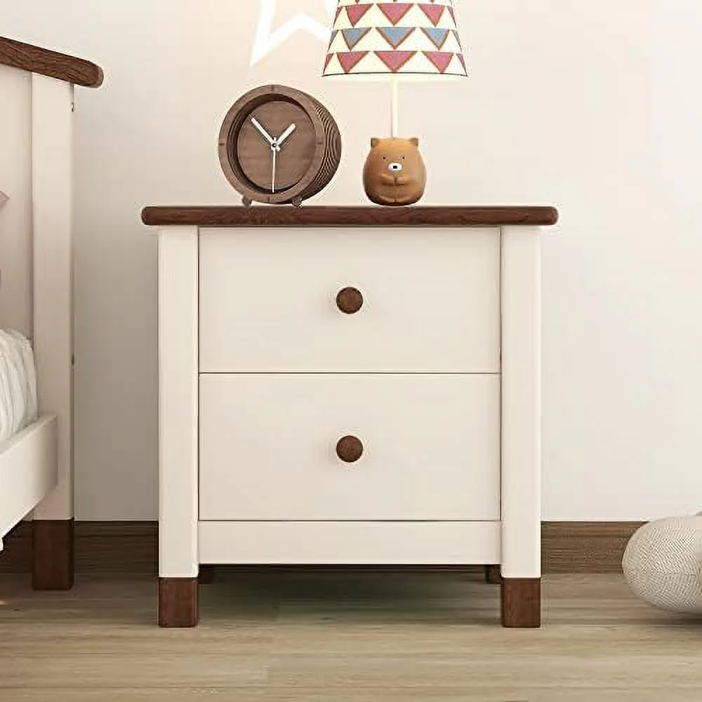 Harper & Bright Designs Nightstand with 2 Drawers Small Dresser Bedside Night Stand End Table with for Bedroom Living Room College Dorm (Cherry)