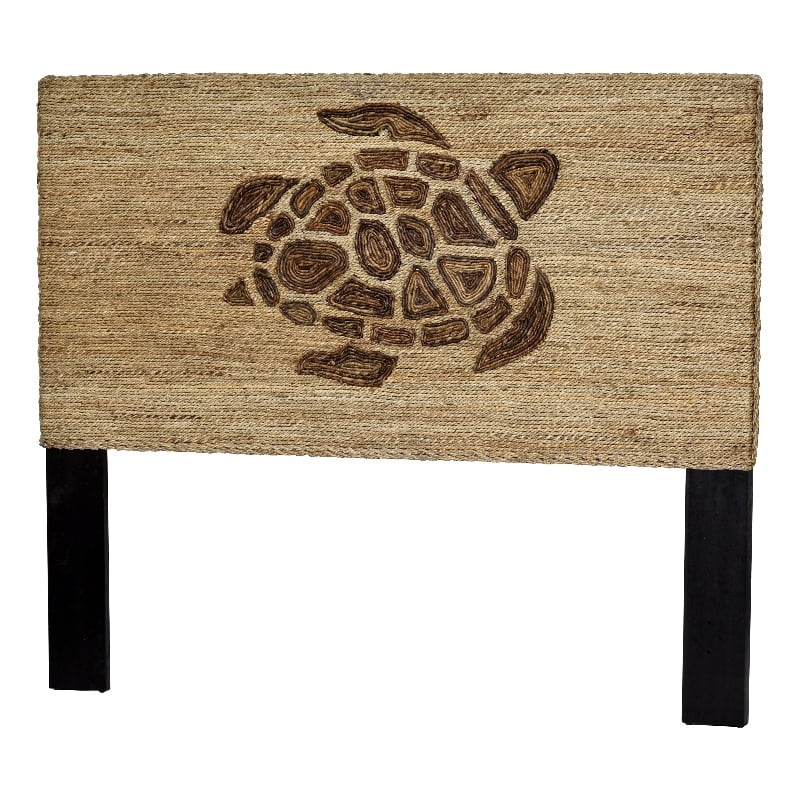 Sea Wind Florida Island Breeze Turtle Weave Wood Twin Headboard in Natural