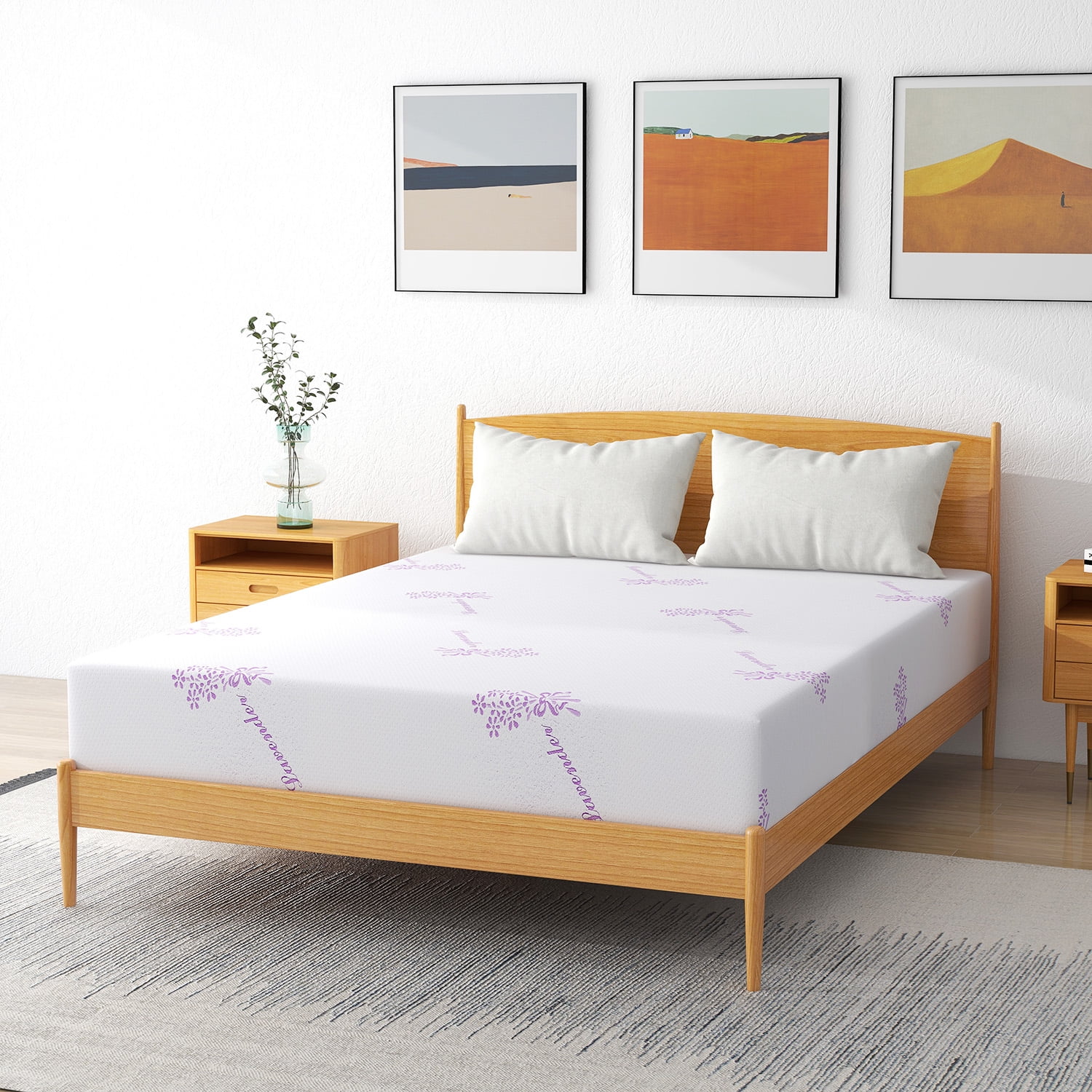 King Mattress, 10 inch Medium-Firmness Lavender Memory Foam Mattress, Fiberglass-Free, Made in USA