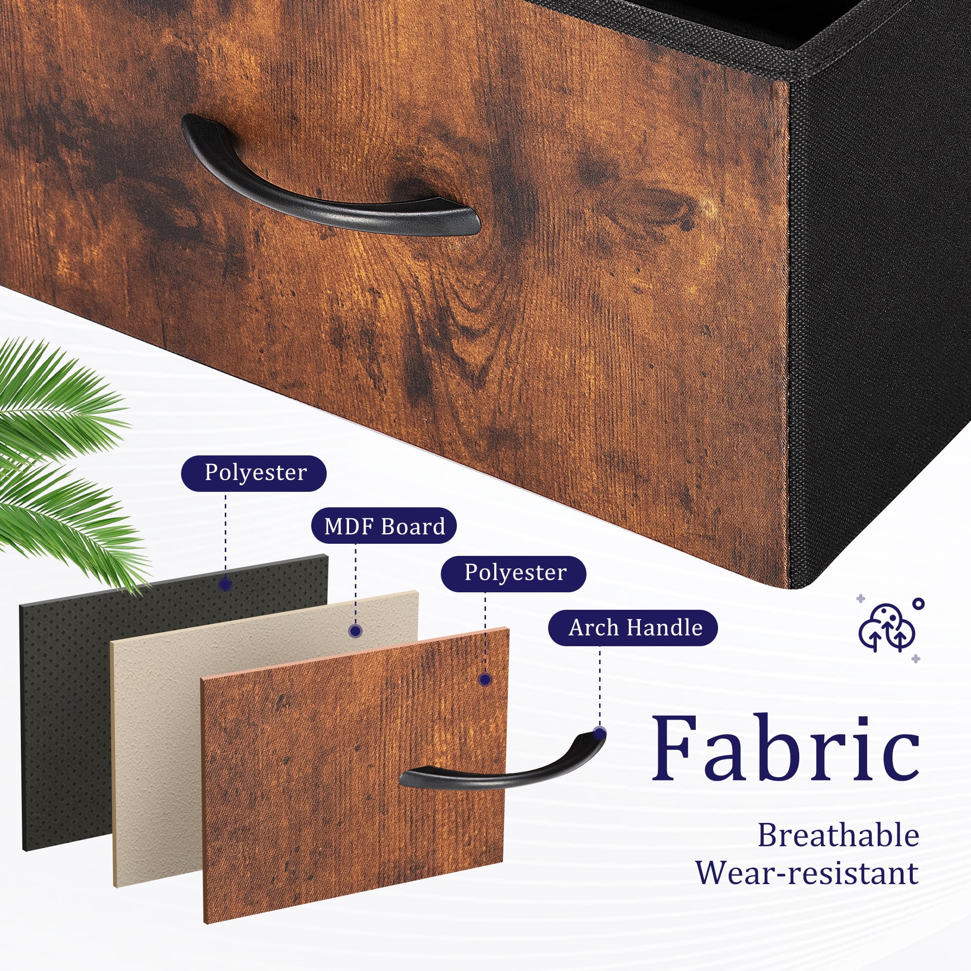BISHE 8-Drawer Dresser with Wood Top and Steel Frame, Modern Storage Solution, Stylish Fabric Chest of Drawers for Bedroom or Nursery, Closet or Entryway, Brown